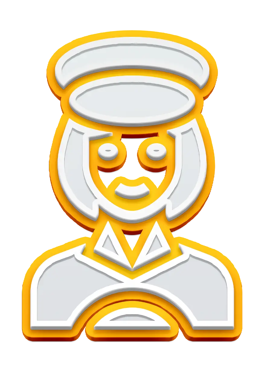 Police Officer Icon in Yellow and White