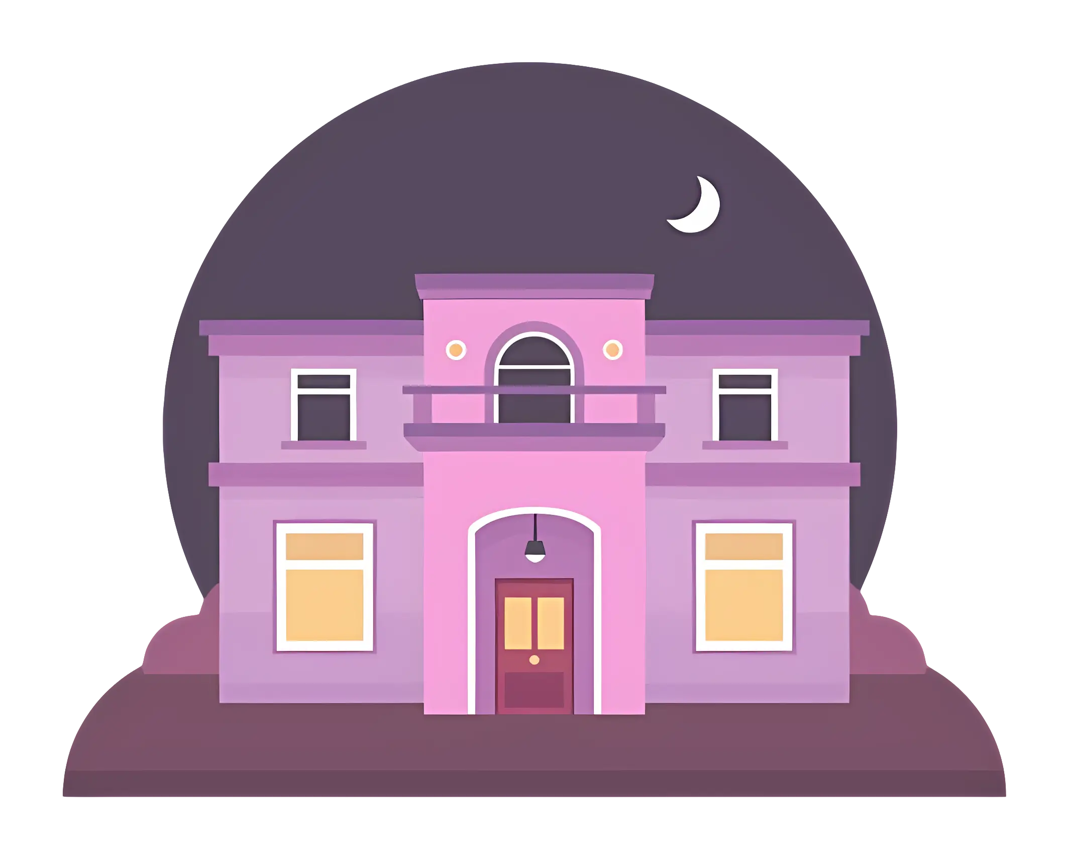 Purple House at Night