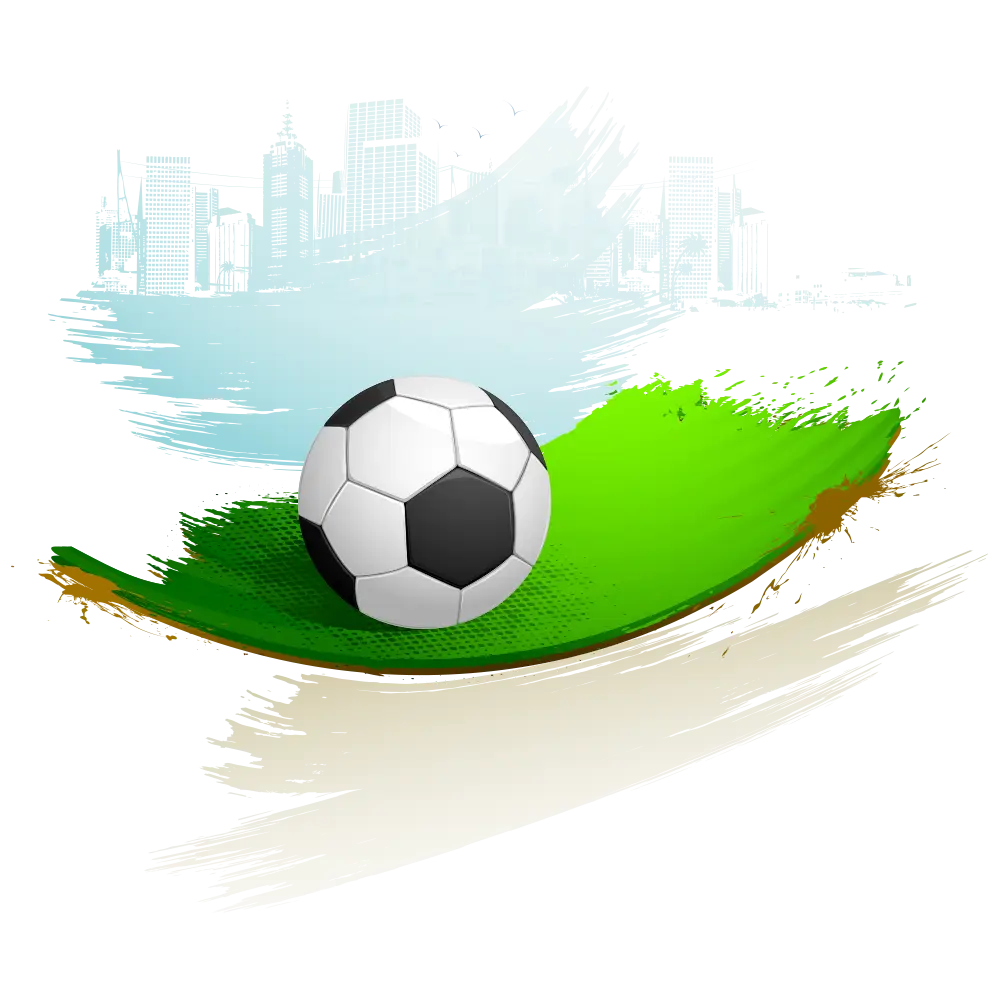 Soccer Ball on Green Field Brush Stroke