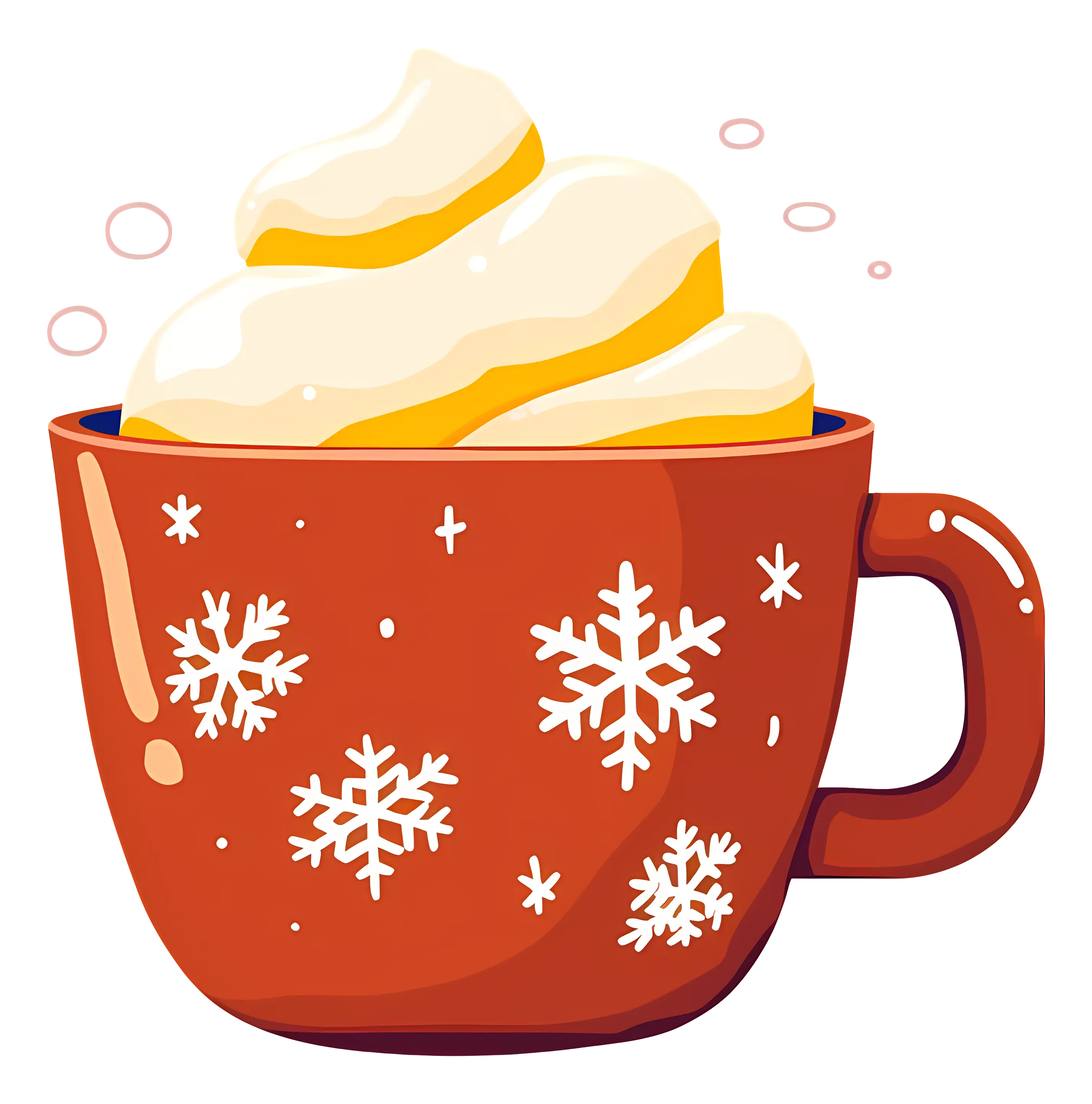 Mug with Hot Drink and Snowflakes