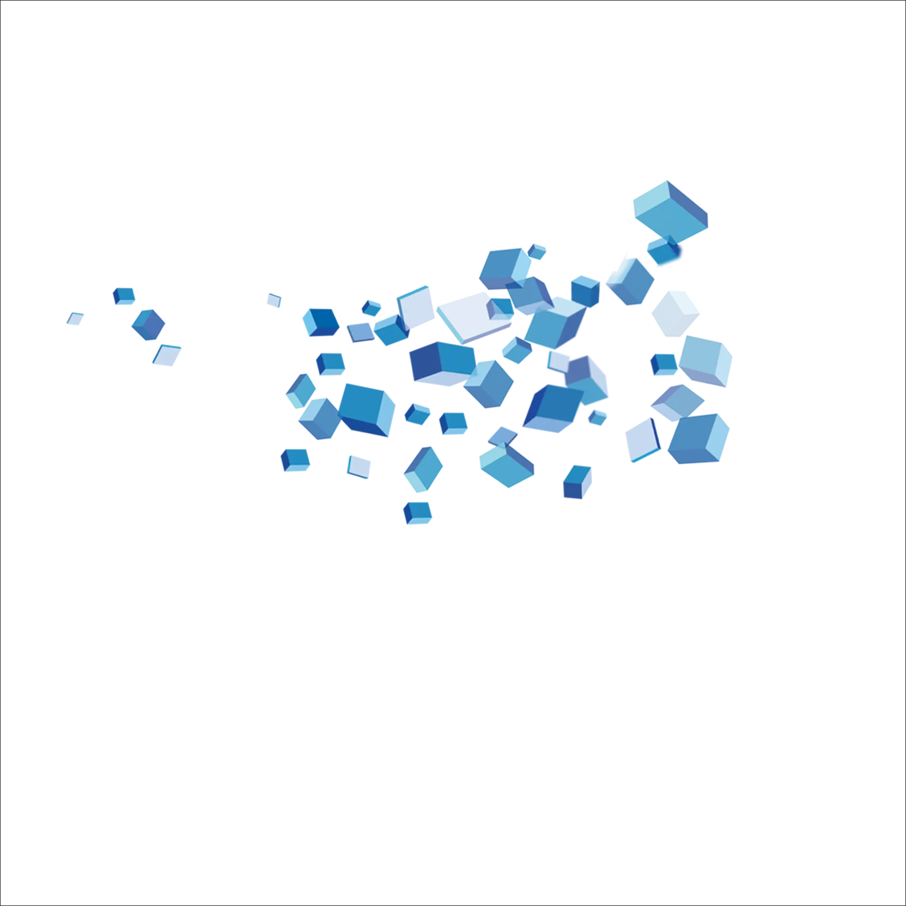 Blue Geometric Cubes Abstract Illustration