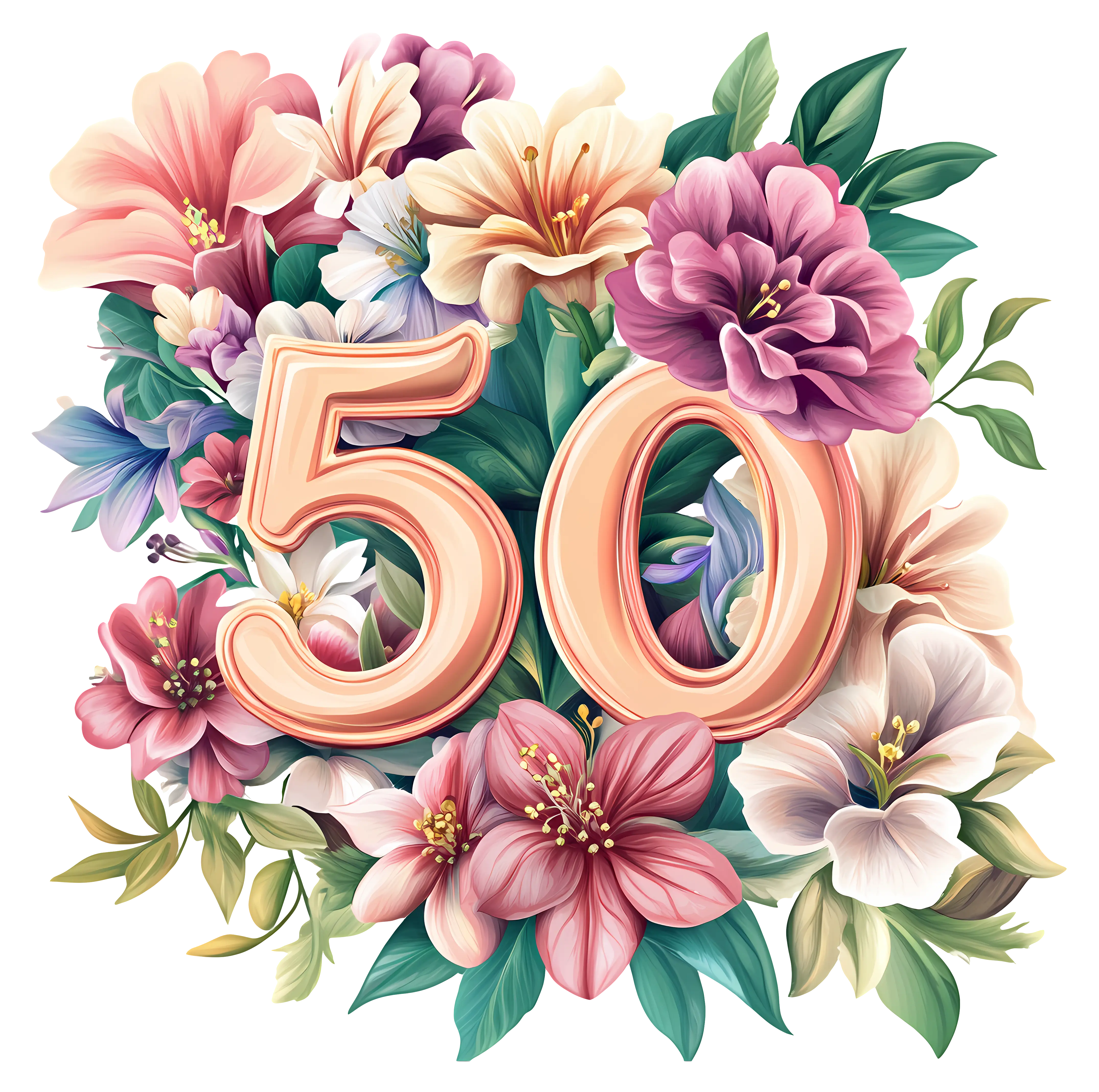 Number 50 with Floral Design