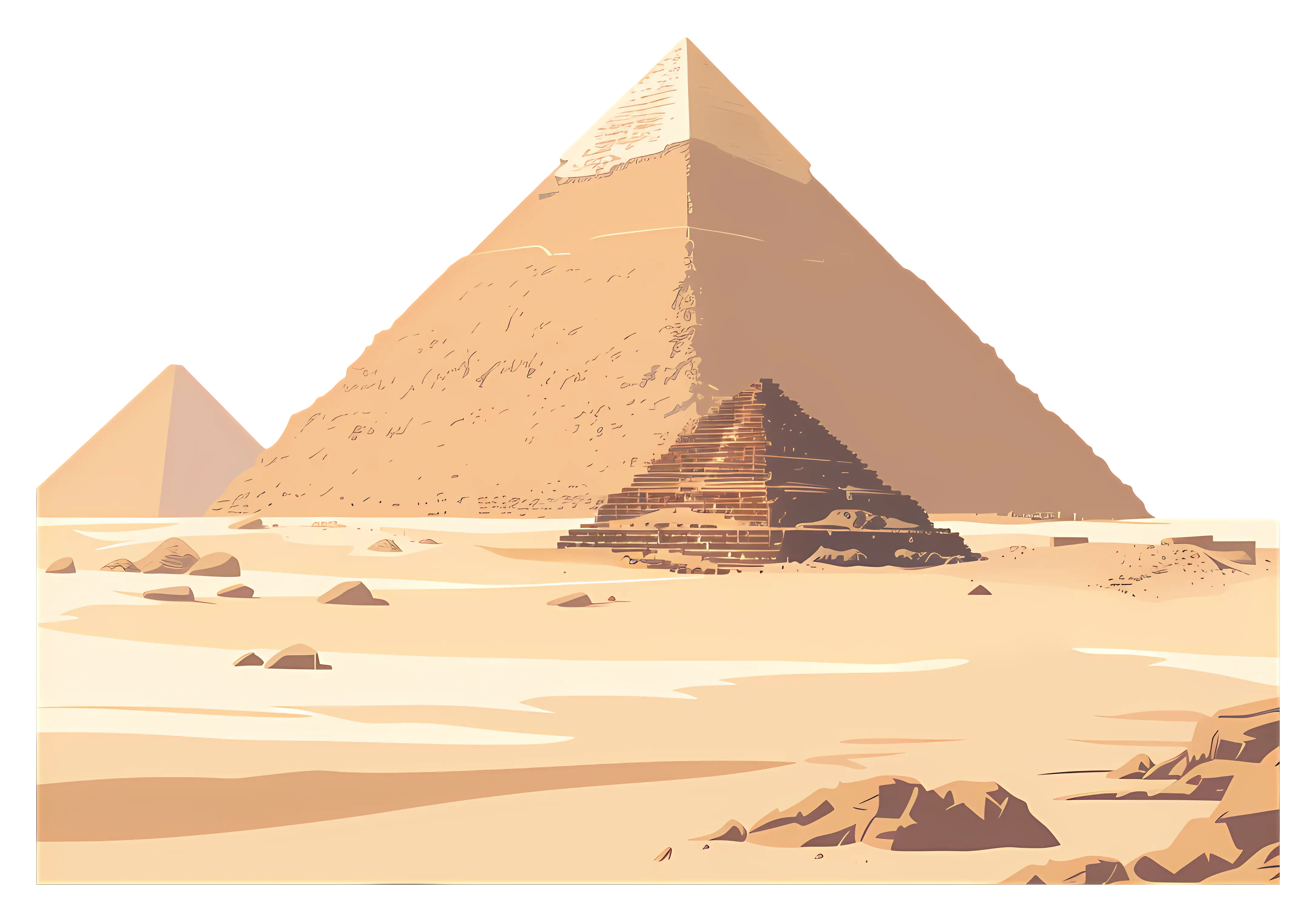 Egyptian Pyramids in the Desert Landscape