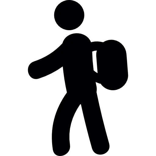 Silhouette of a Walking Figure with Backpack