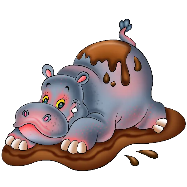 Cute Hippo Playing in Mud