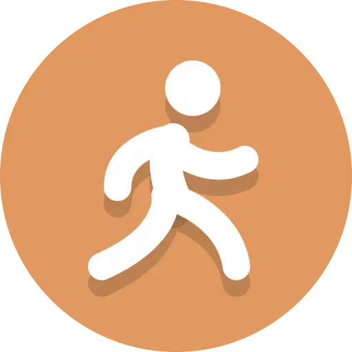Walking Icon on Circular Orange Background