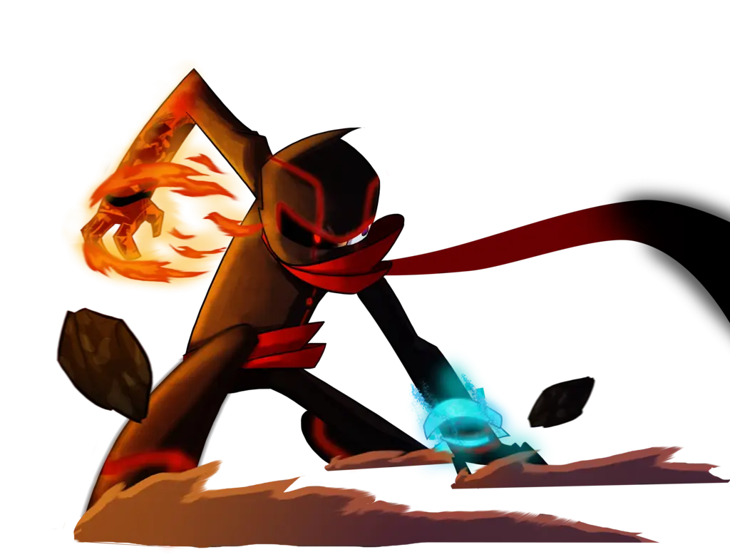 Animated Character with Fire and Energy
