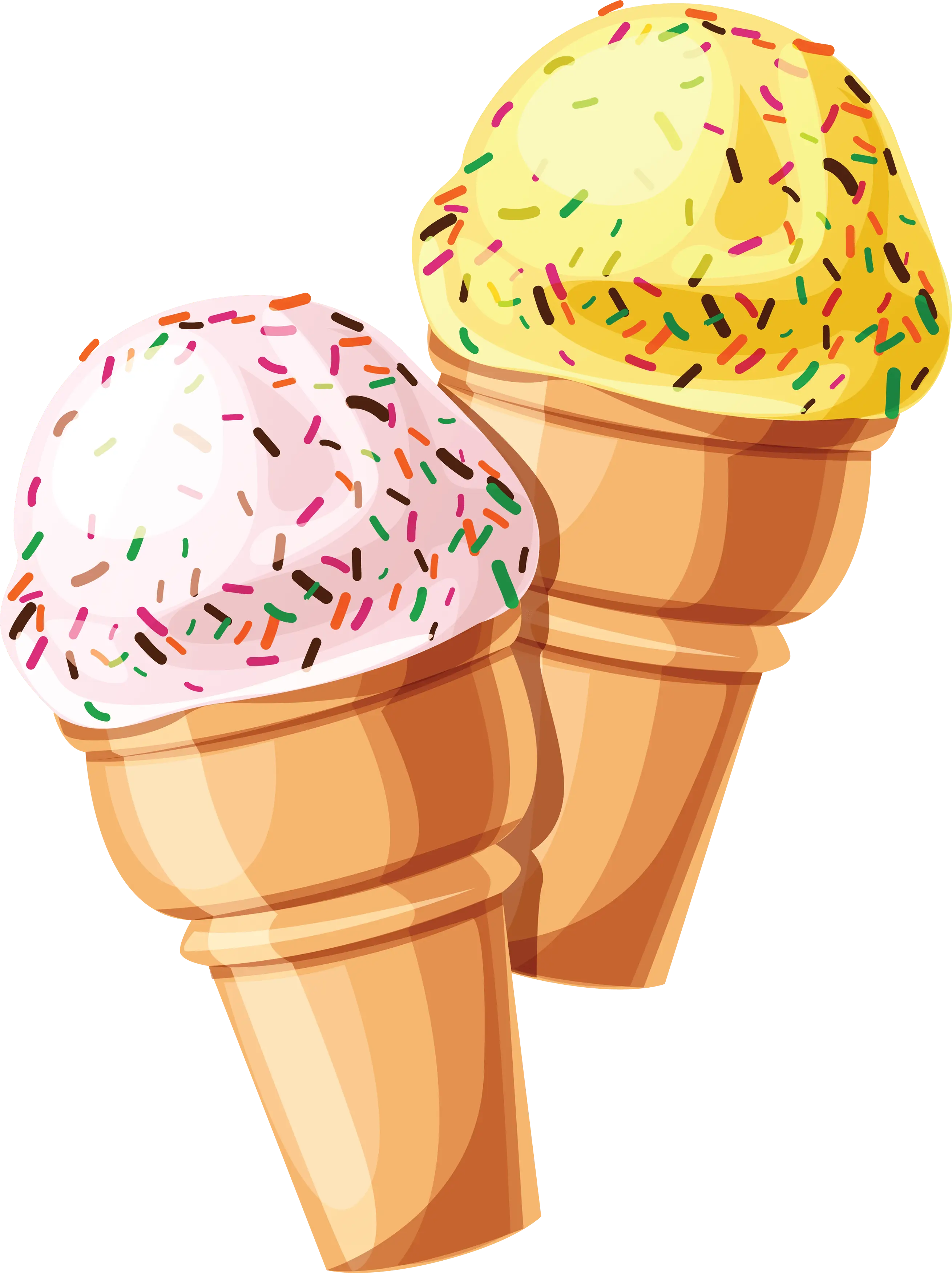 Colorful Ice Cream Cones with Sprinkles