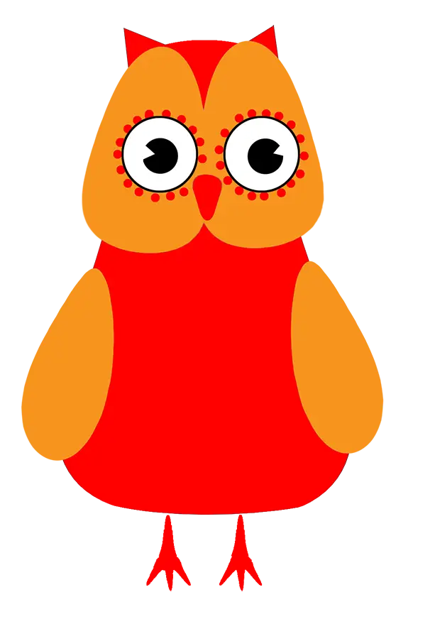 Adorable Red Cartoon Owl Illustration