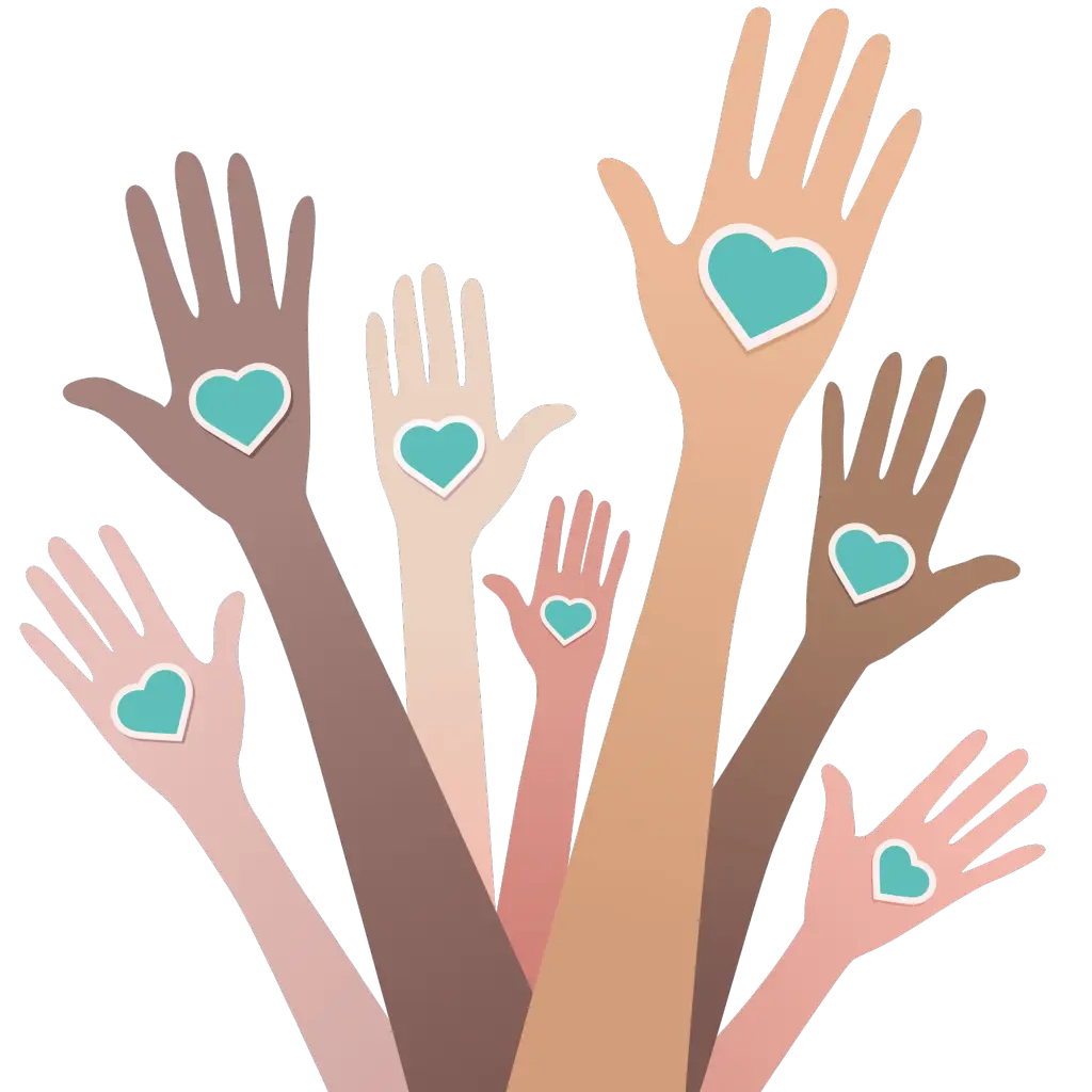 Diverse Hands with Hearts Symbol