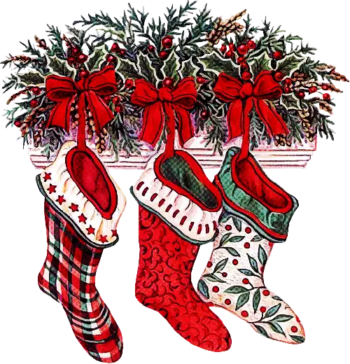 Christmas Stockings with Holiday Decorations
