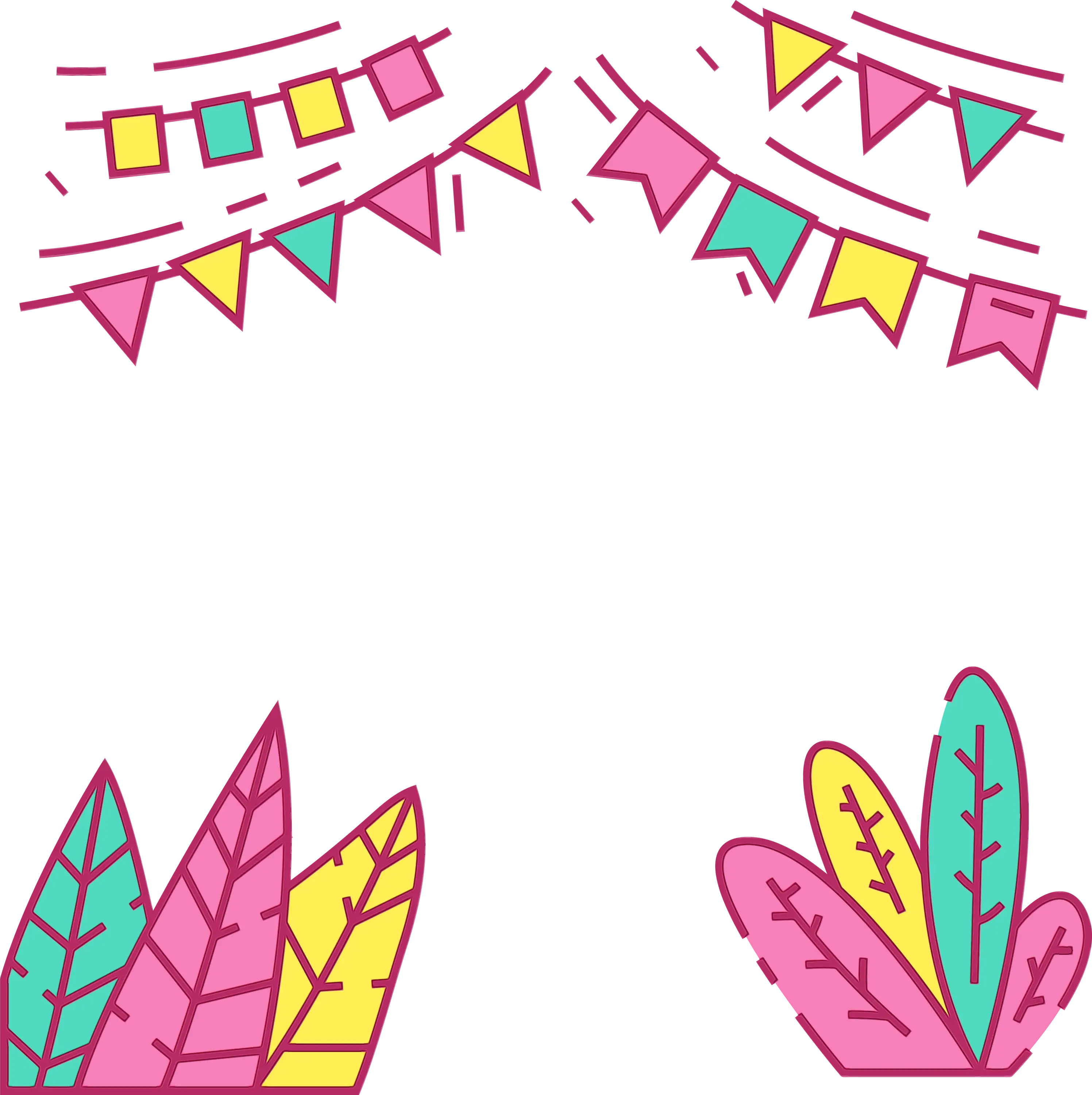 Colorful Decorative Flags and Leaves