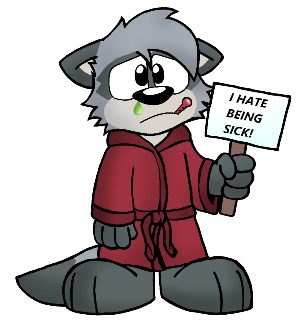 Sick Cartoon Character Holding a Sign