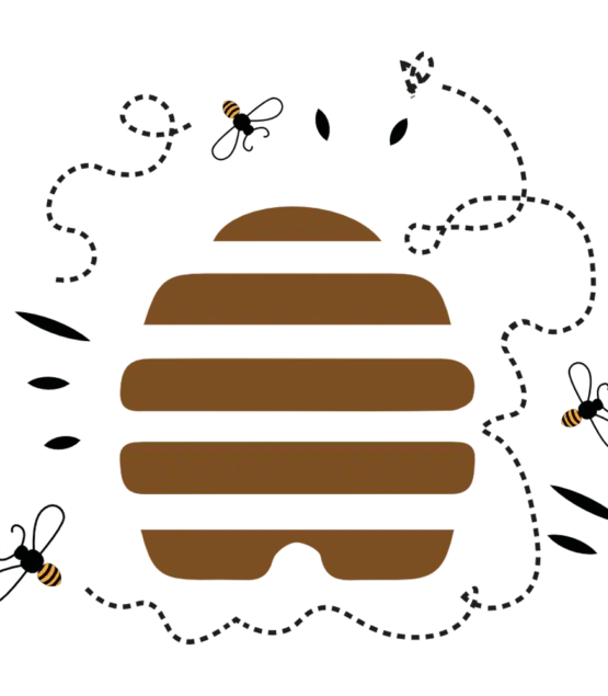 Cartoon Beehive with Bees