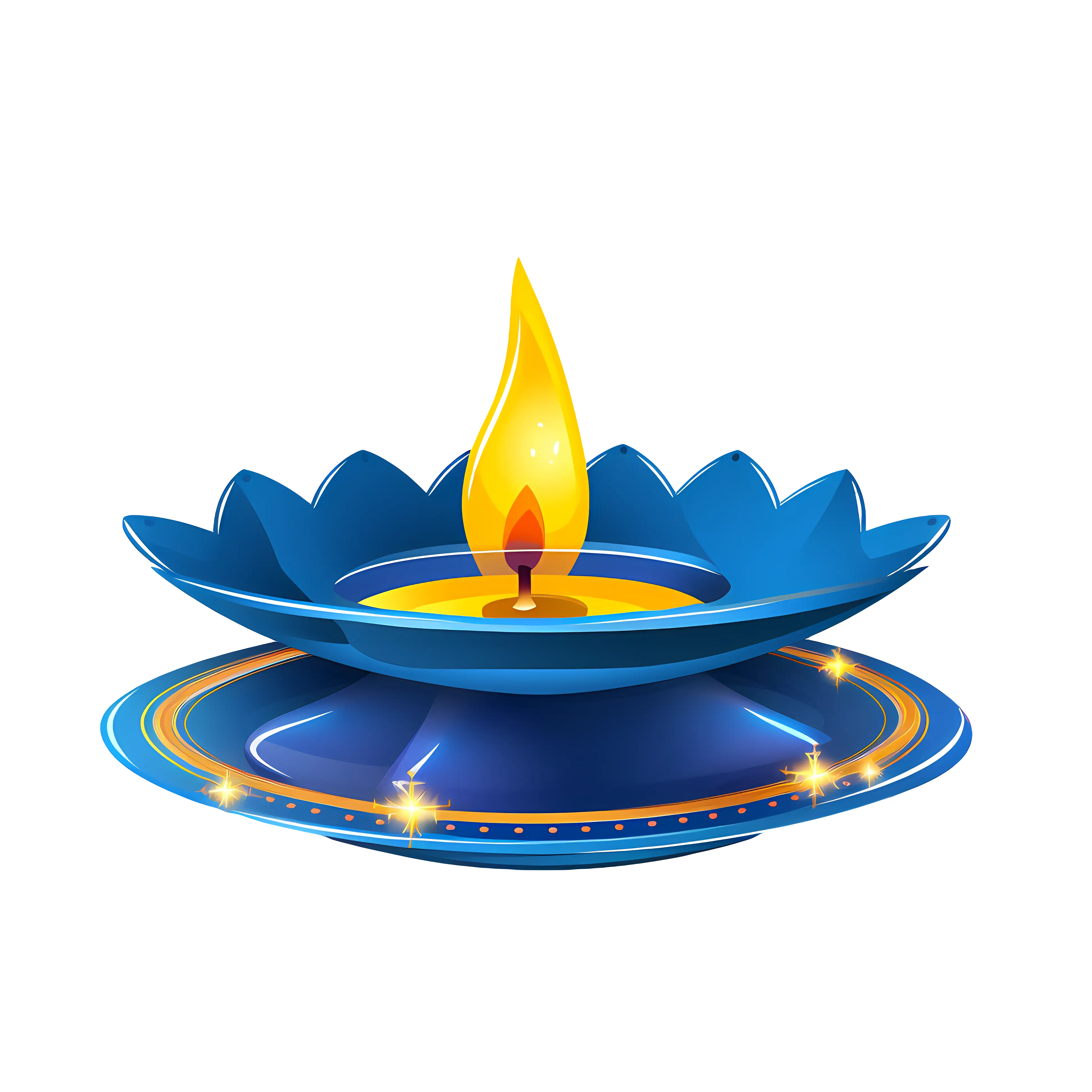 Decorative Blue Oil Lamp for Diwali Celebration