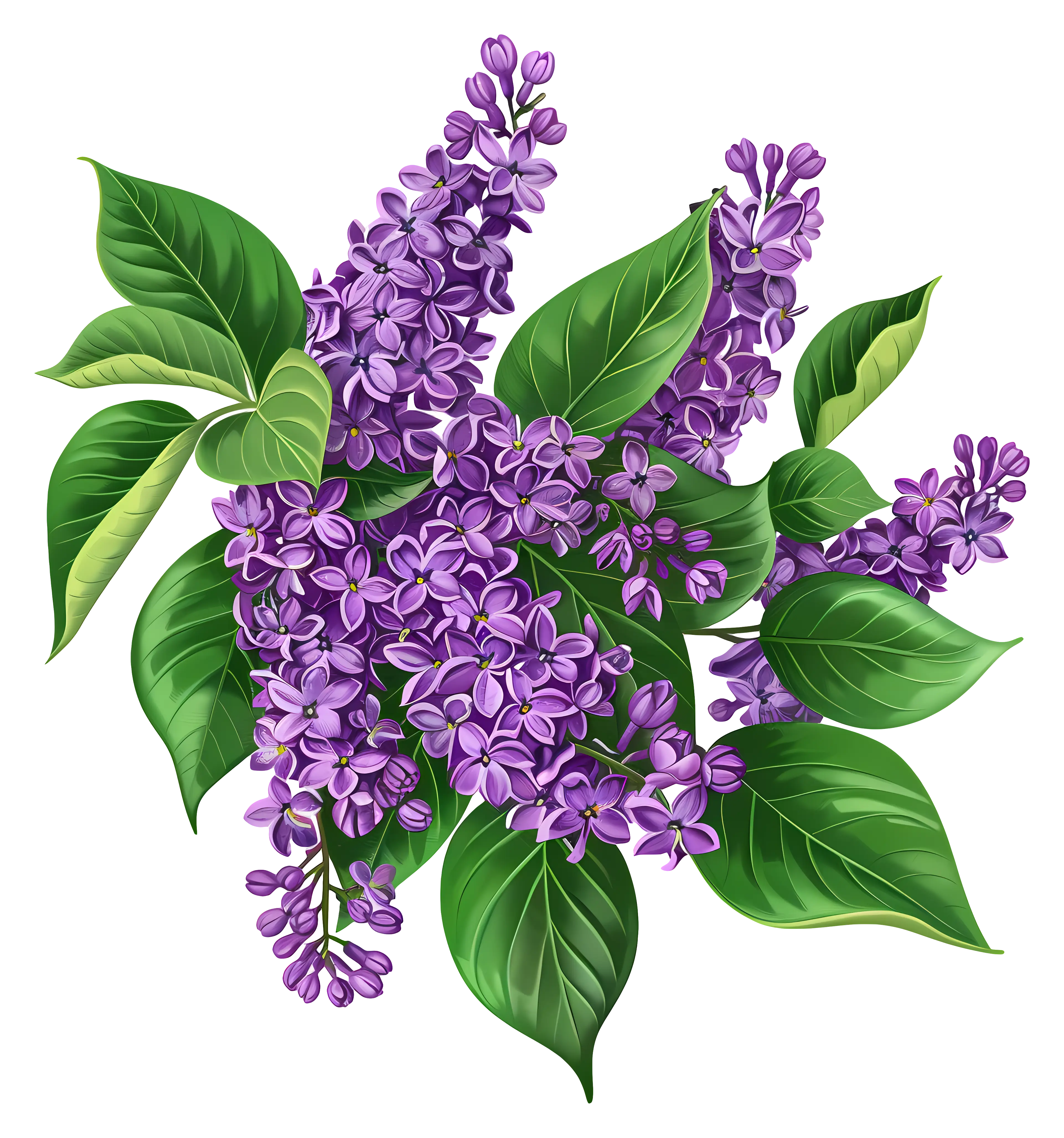 Illustration of Purple Lilac Flowers