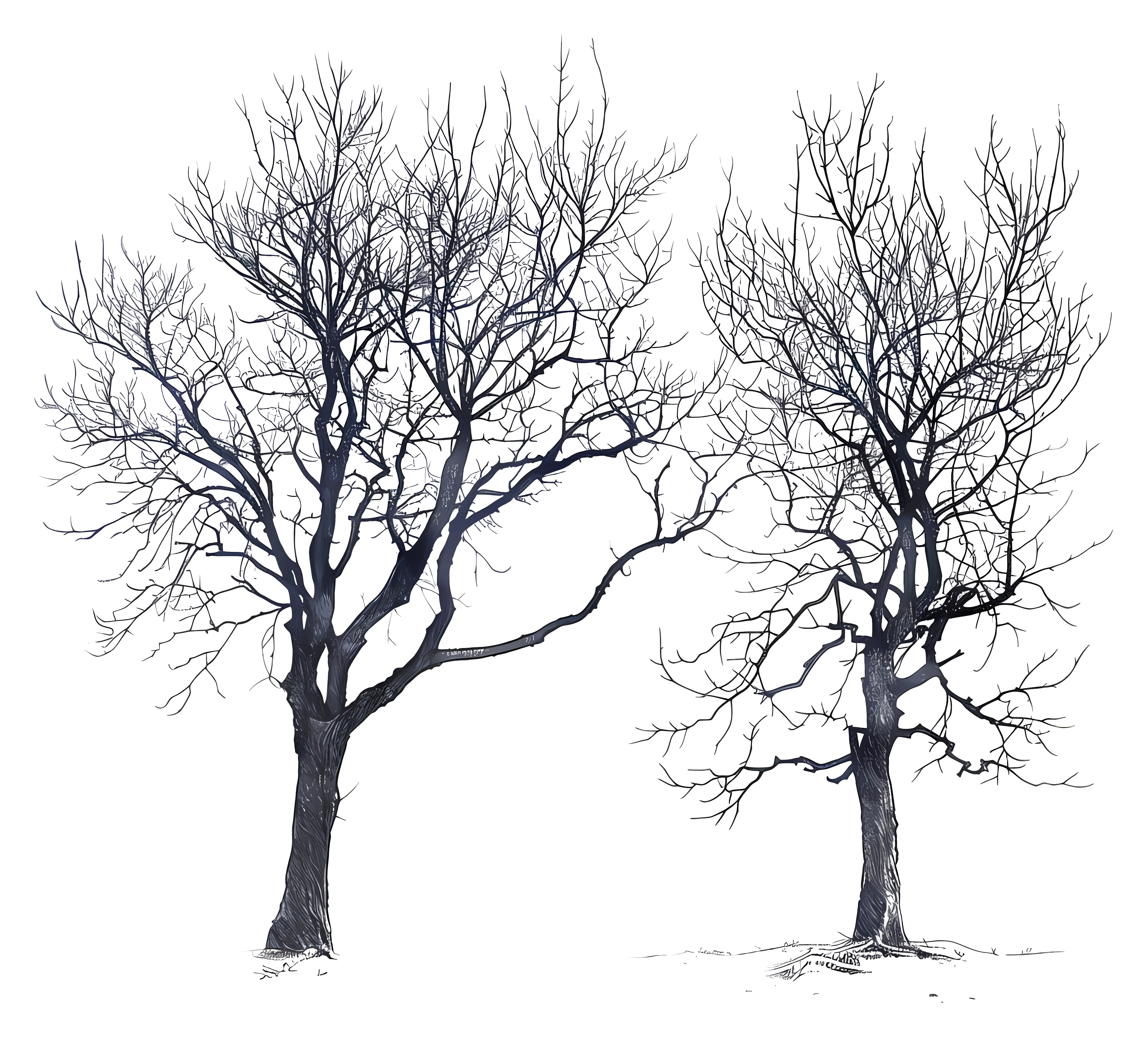 Illustration of Bare Leafless Winter Trees