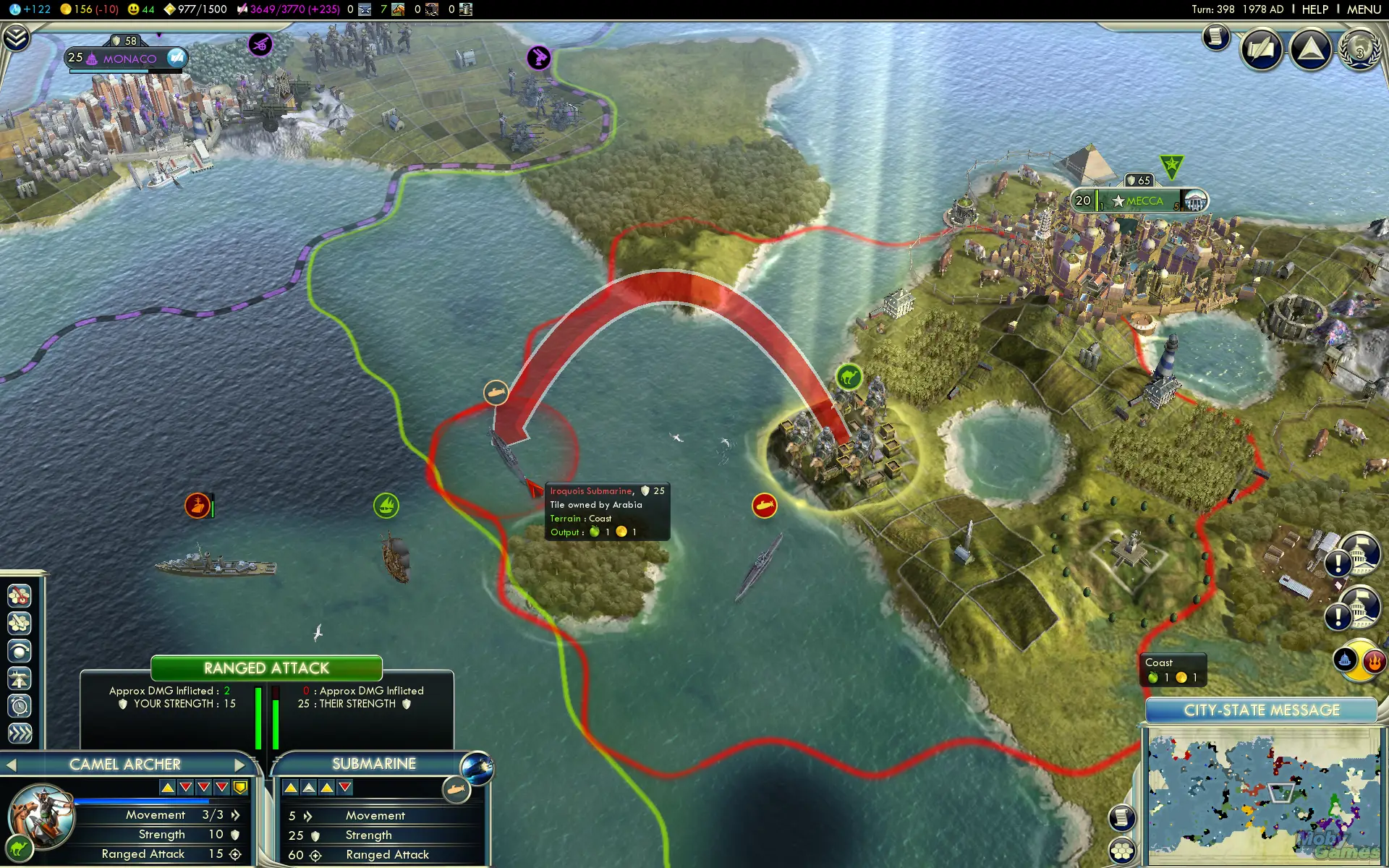 Strategy Game Scene with Naval Battle
