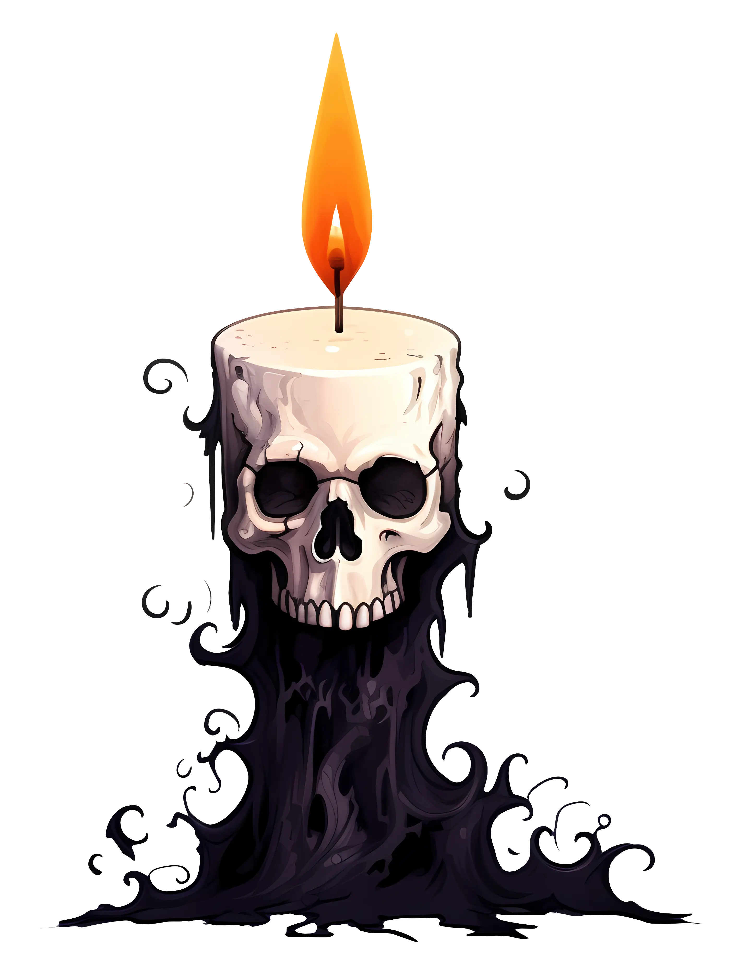 Skull Candle with Flame