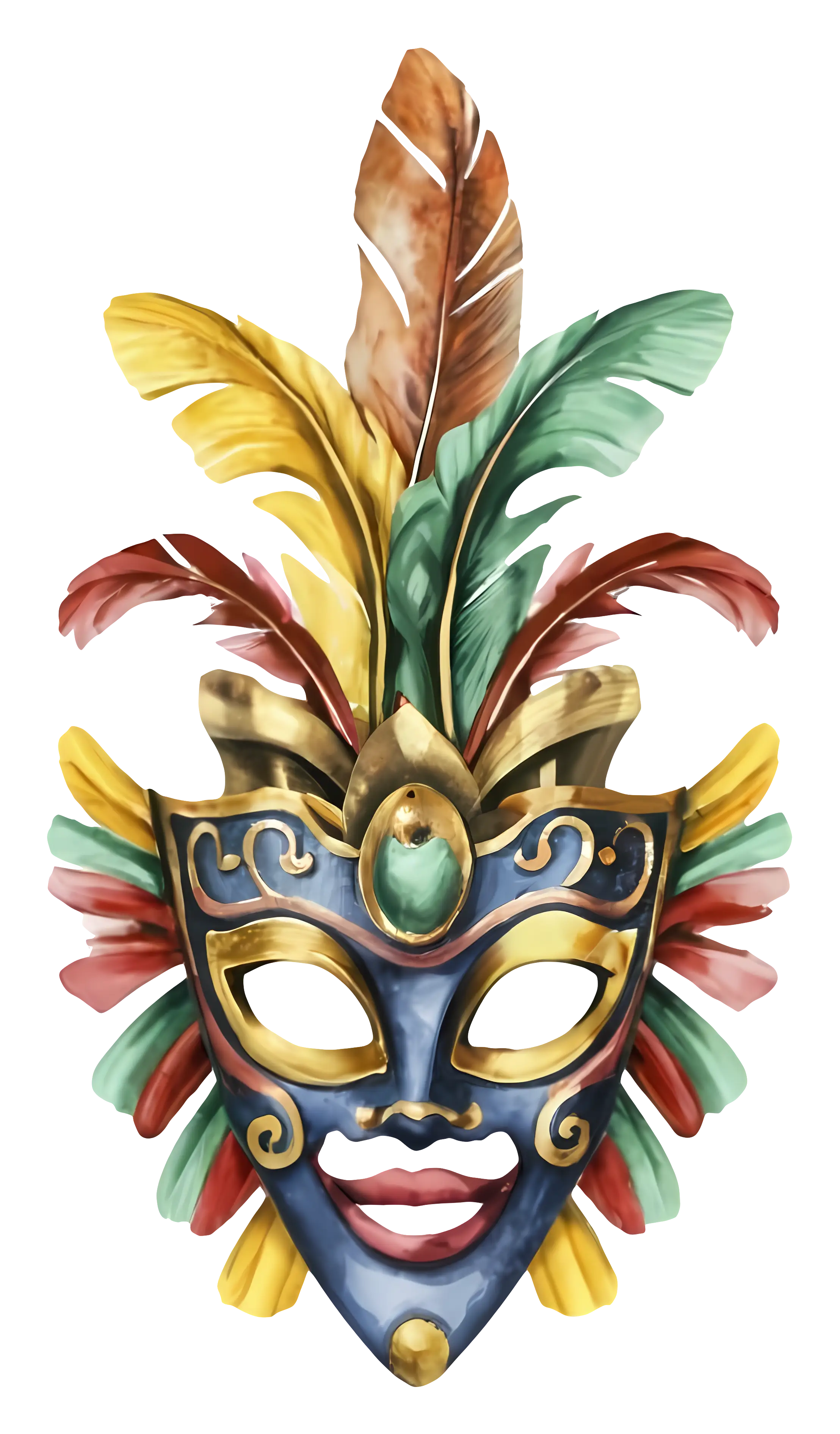 Colorful Carnival Mask with Feathers