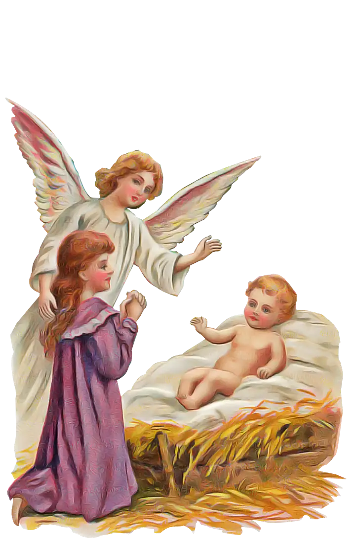 Nativity Scene with Angel and Baby Jesus