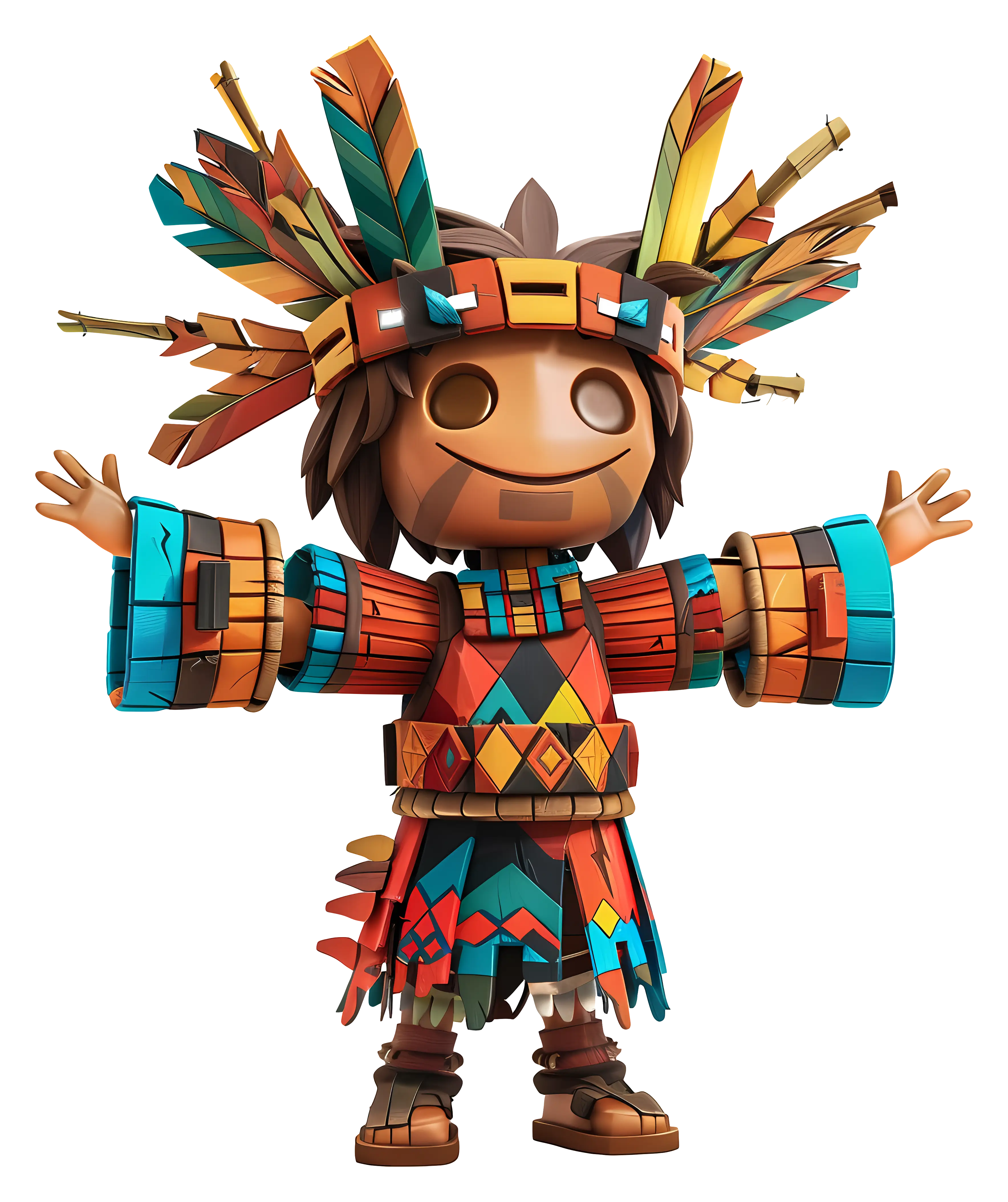 Colorful Character in Tribal Outfit