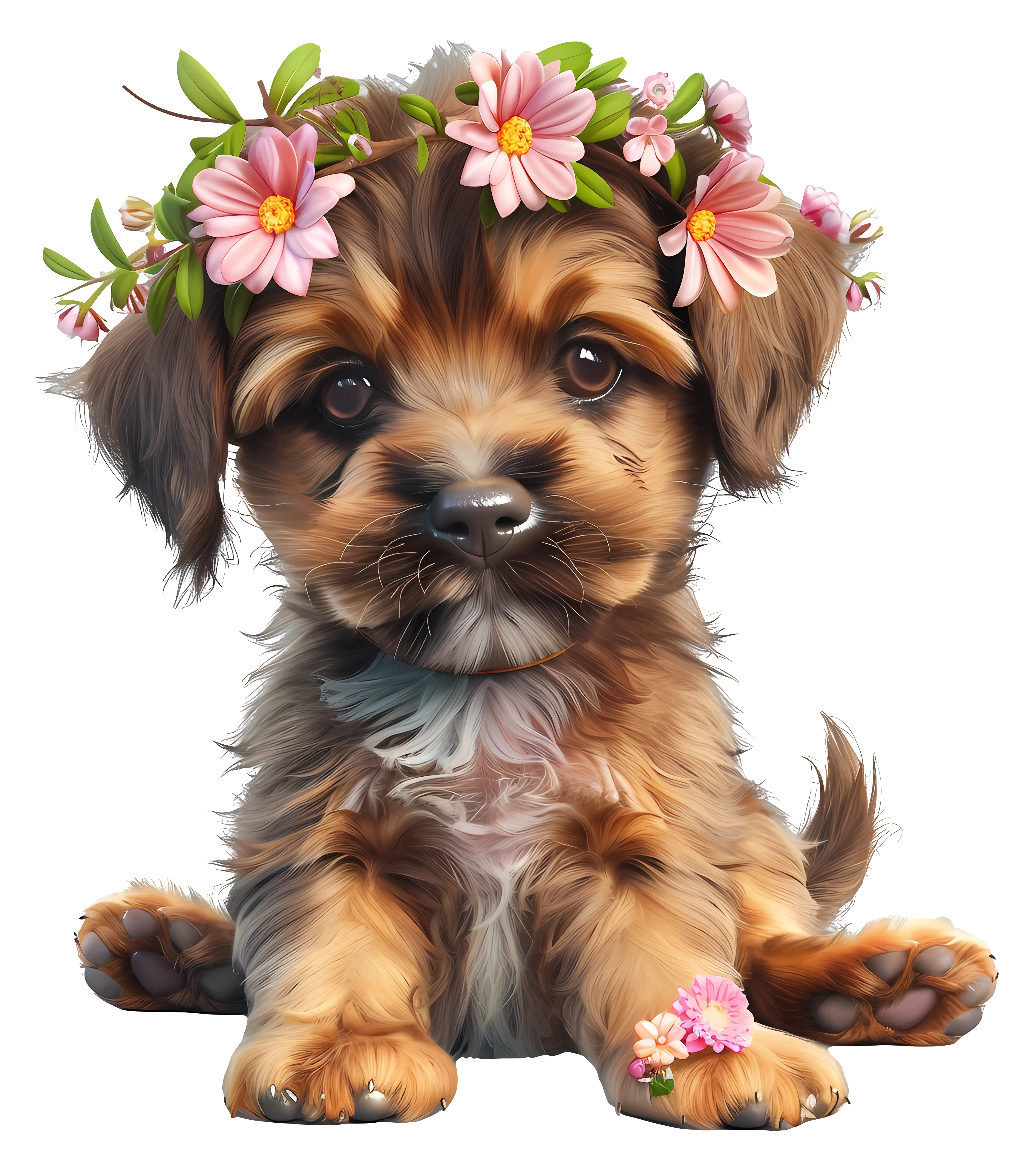 Adorable Puppy Wearing Flower Crown