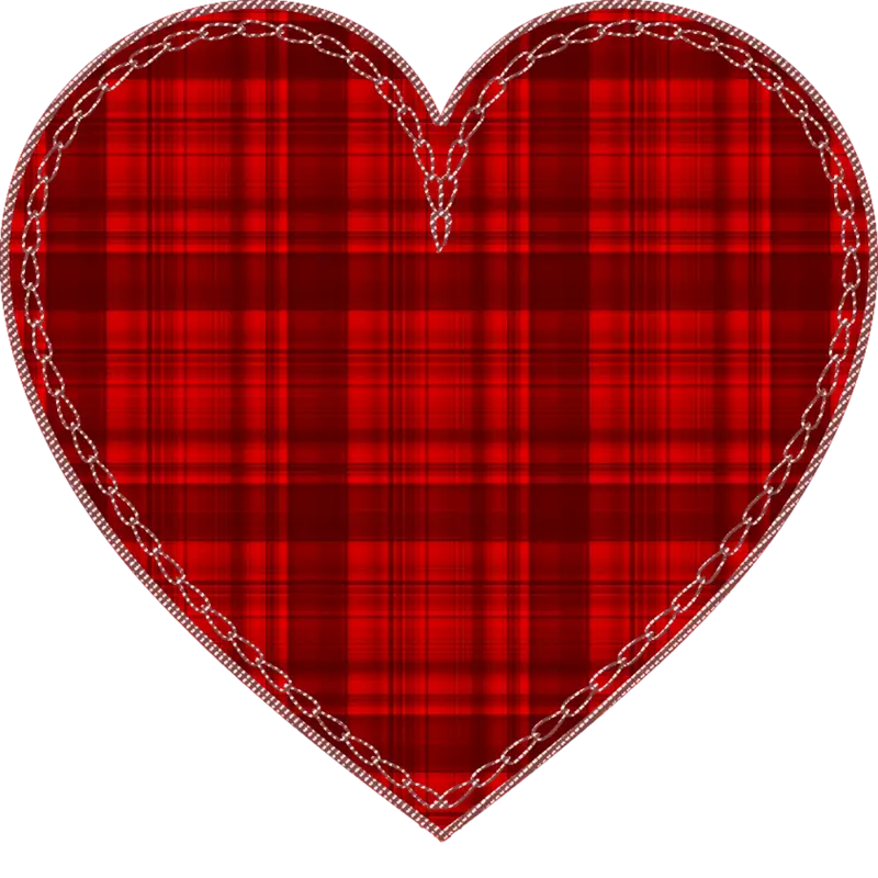 Red Plaid Heart with Checkered Design