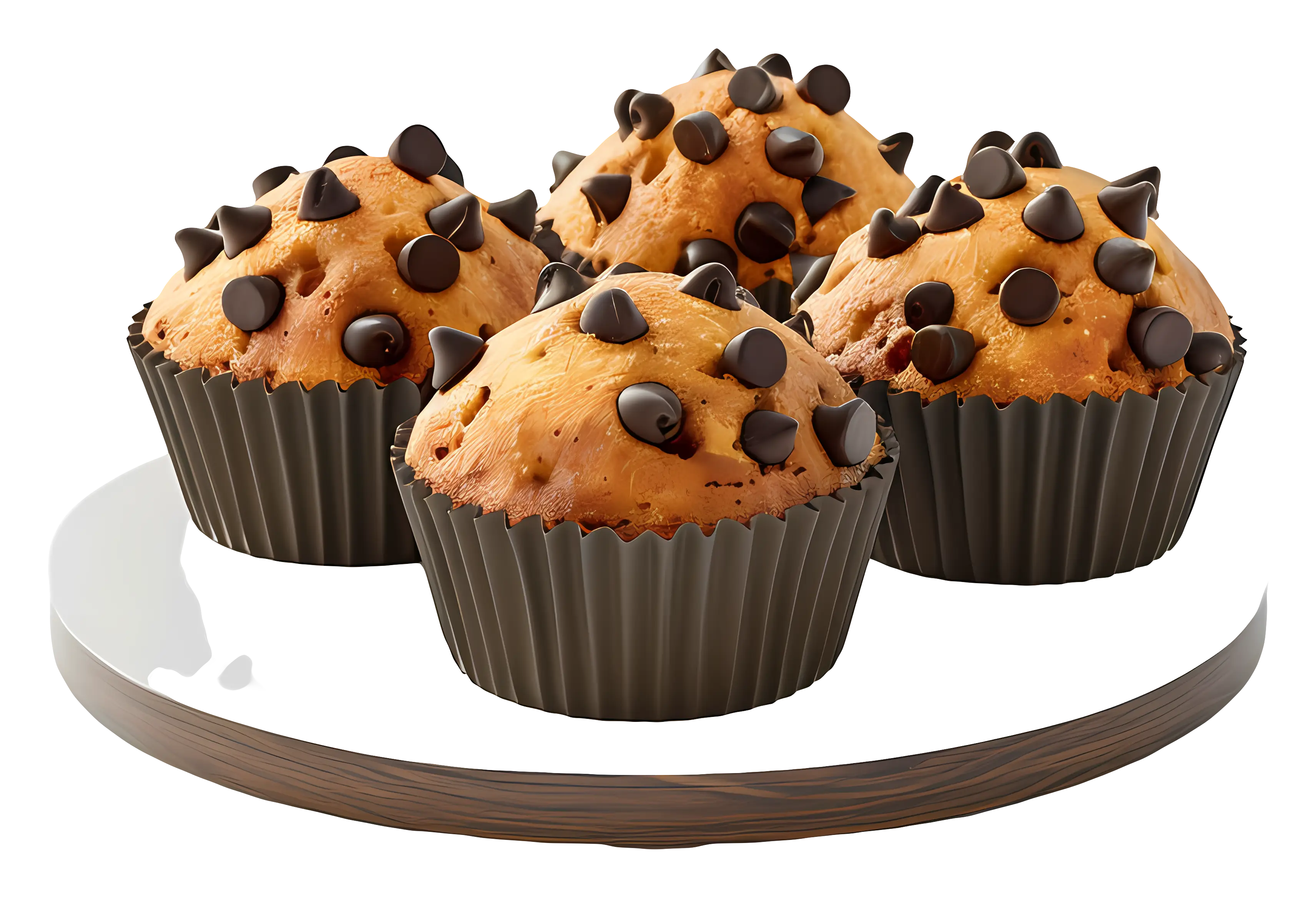 Chocolate Chip Muffins on Plate