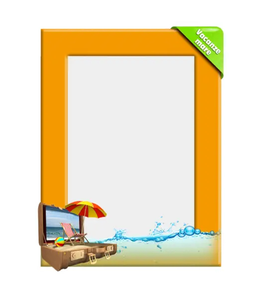 Orange Vacation Photo Frame with Travel Theme