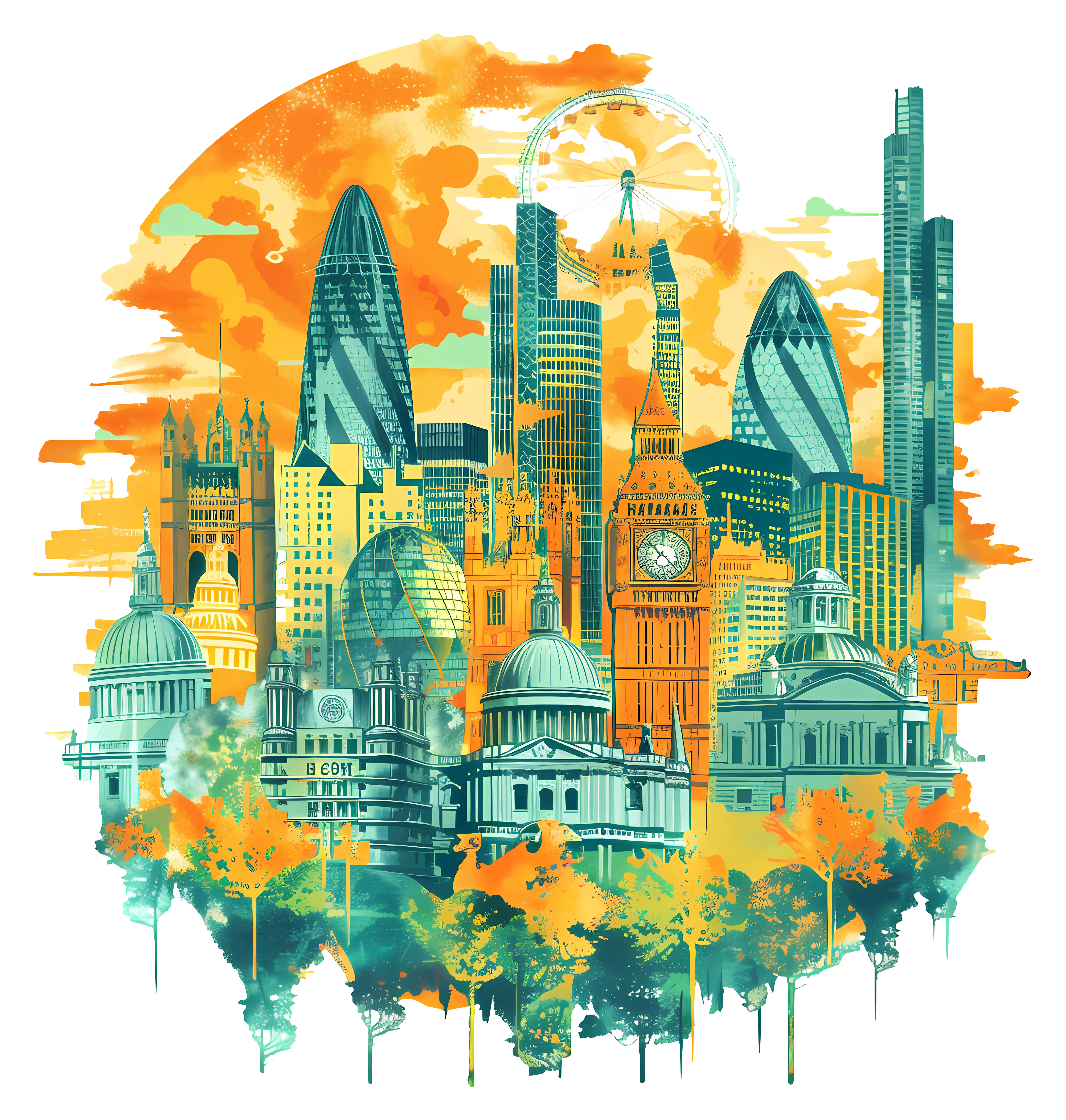Colorful Urban Cityscape