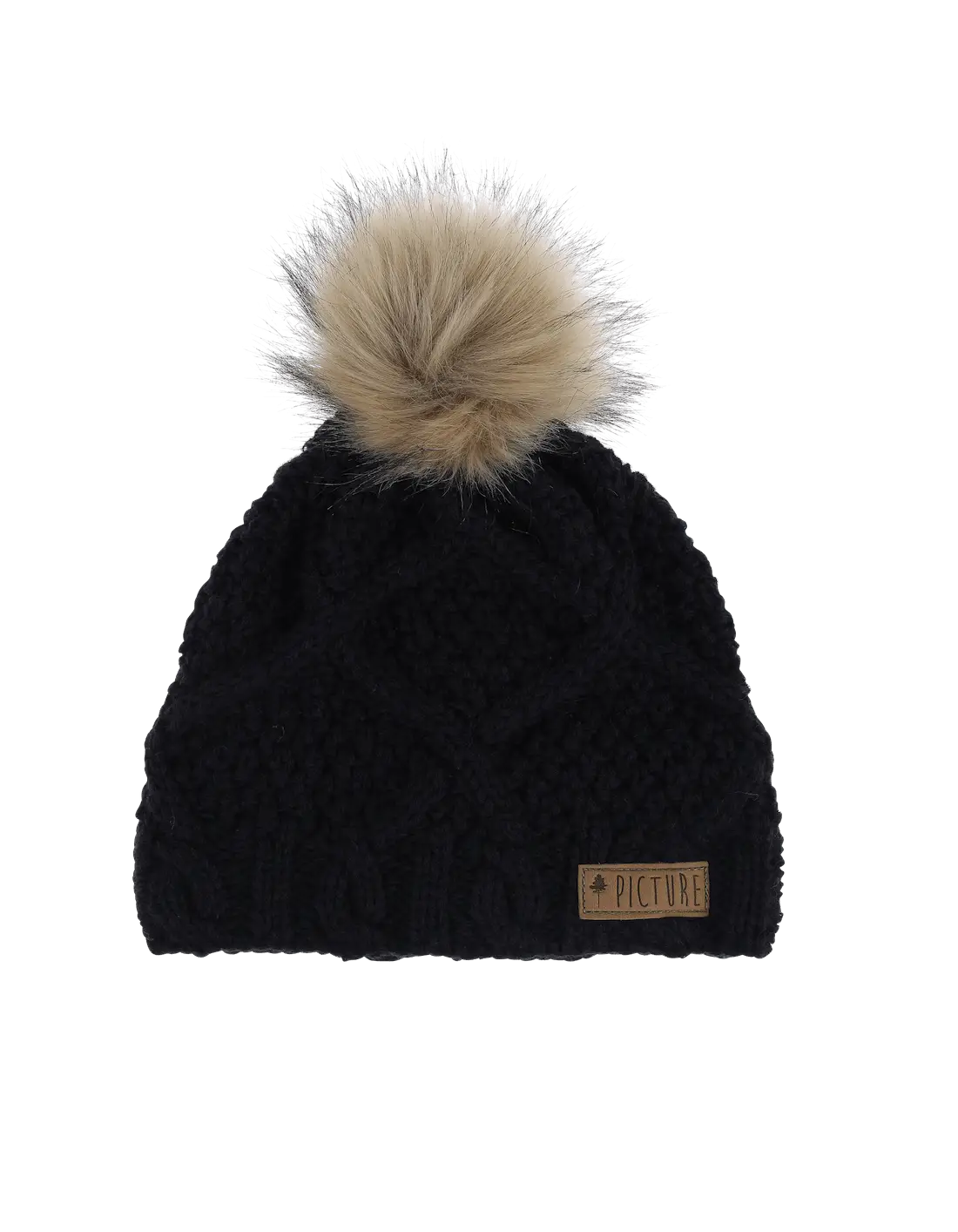 Black Knitted Hat with Pom-Pom
