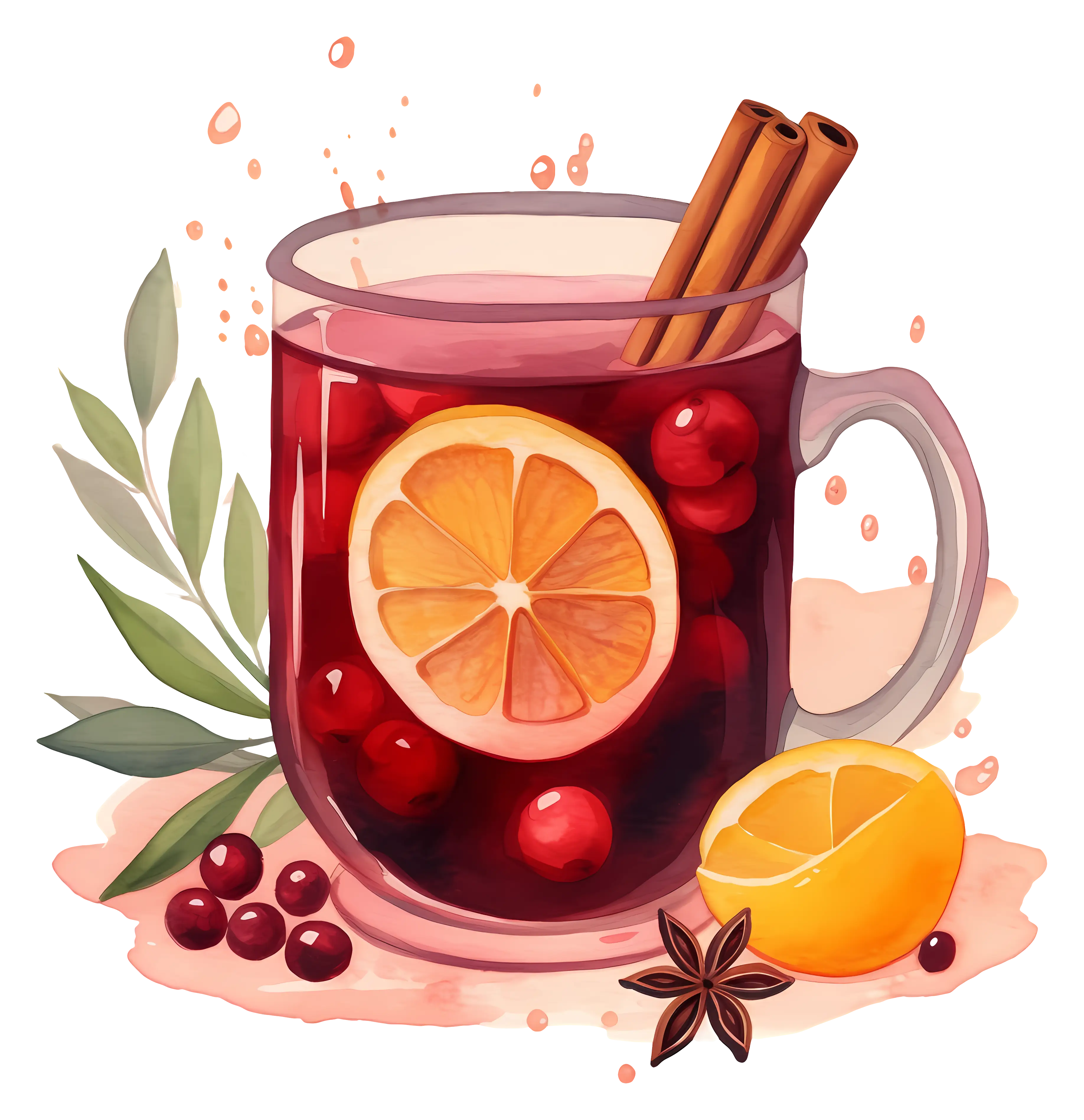 Glass of Mulled Wine with Cinnamon