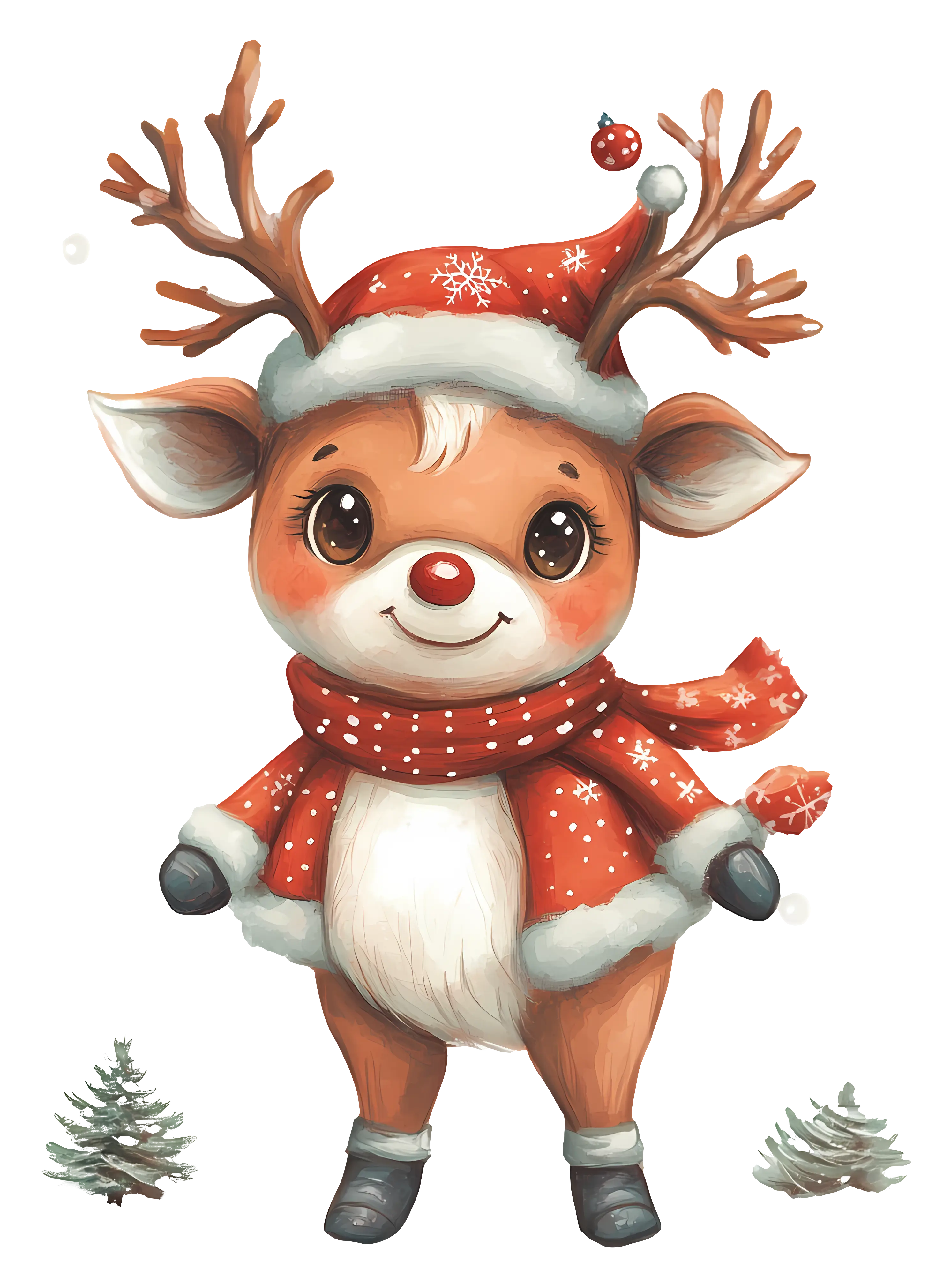 Cute Reindeer in Festive Christmas Garb