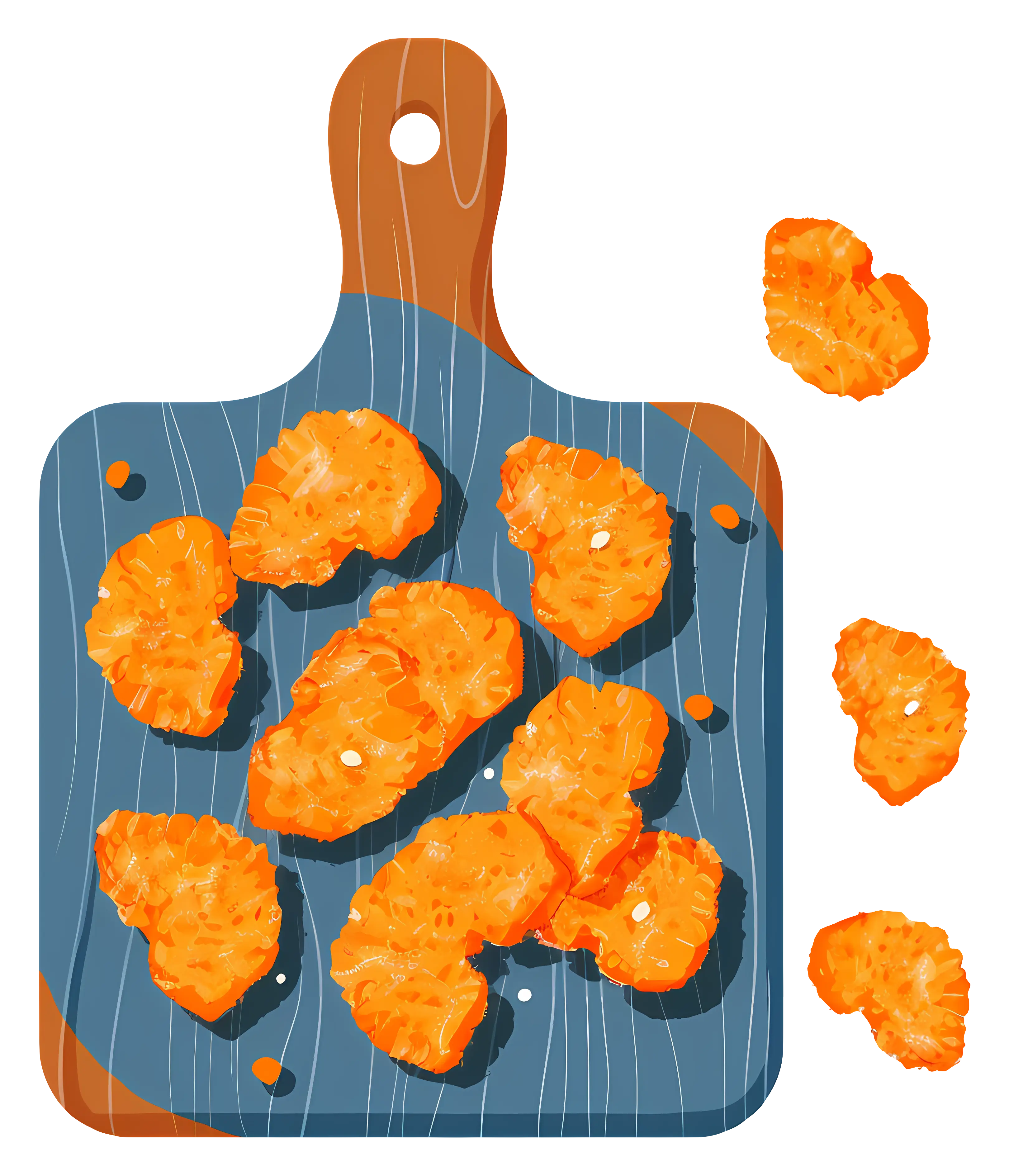 Crispy Chicken Nuggets Served on a Wooden Board
