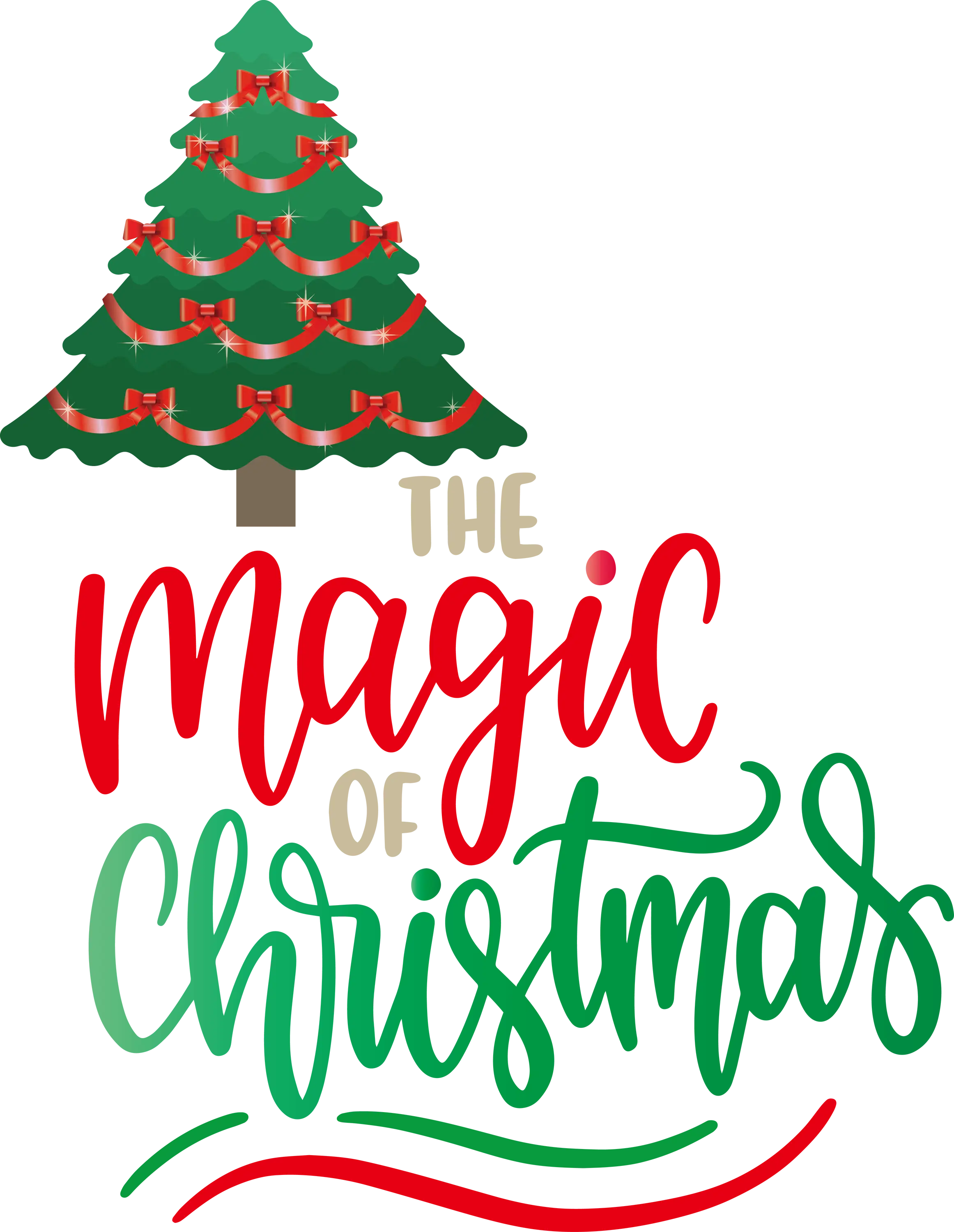 Decorated Christmas Tree with Magical Holiday Message