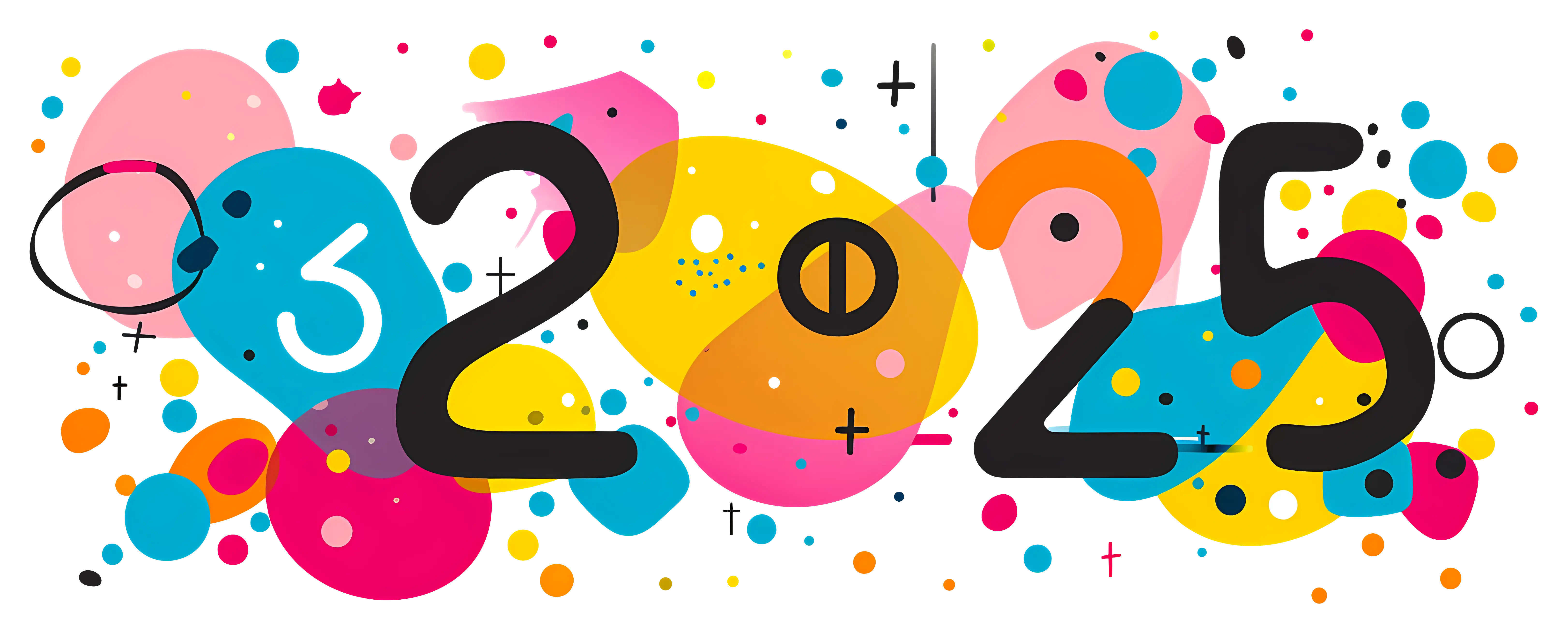 Colorful 2025 with Bubbles