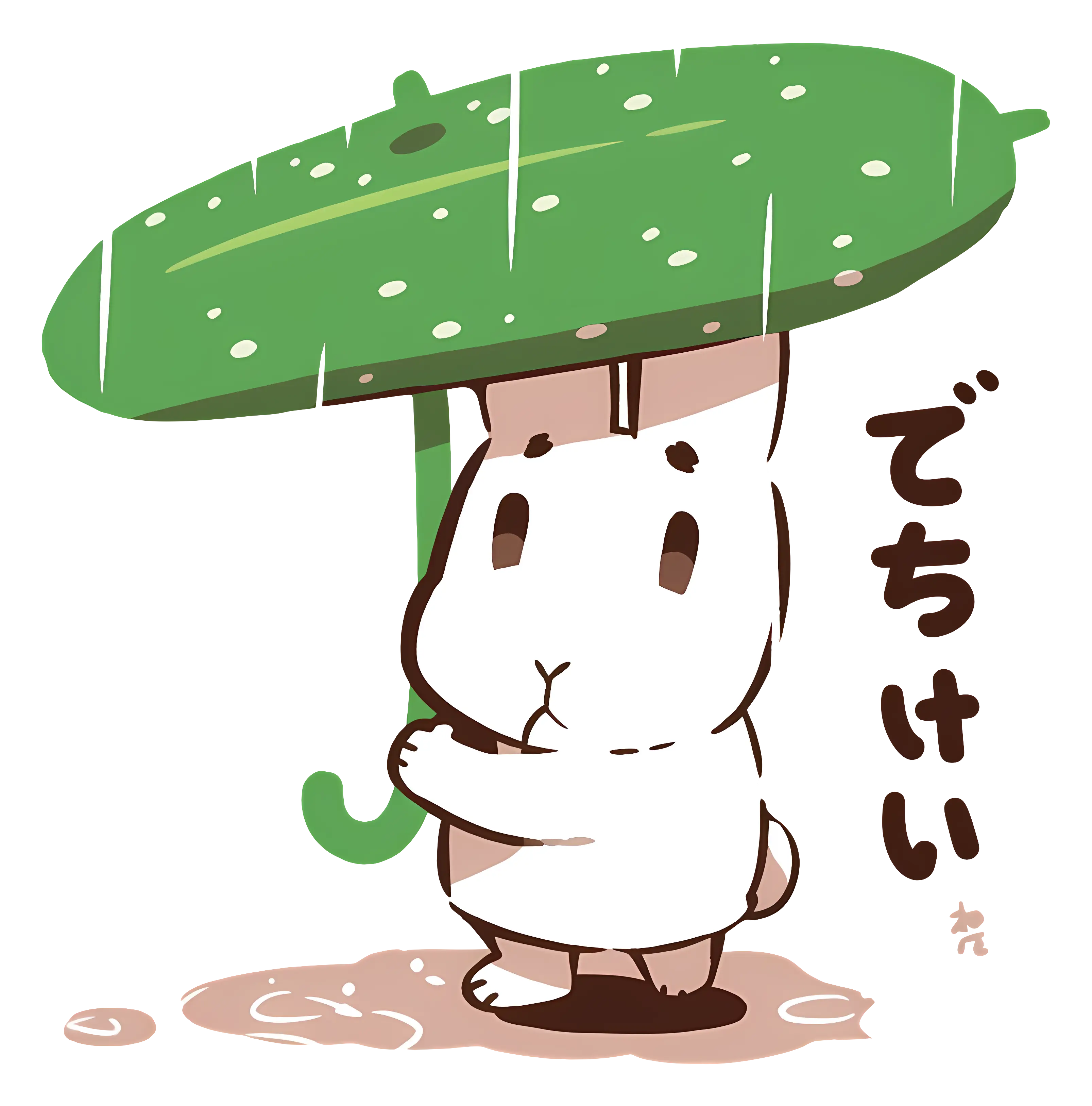 Cute Bunny with Leaf Umbrella