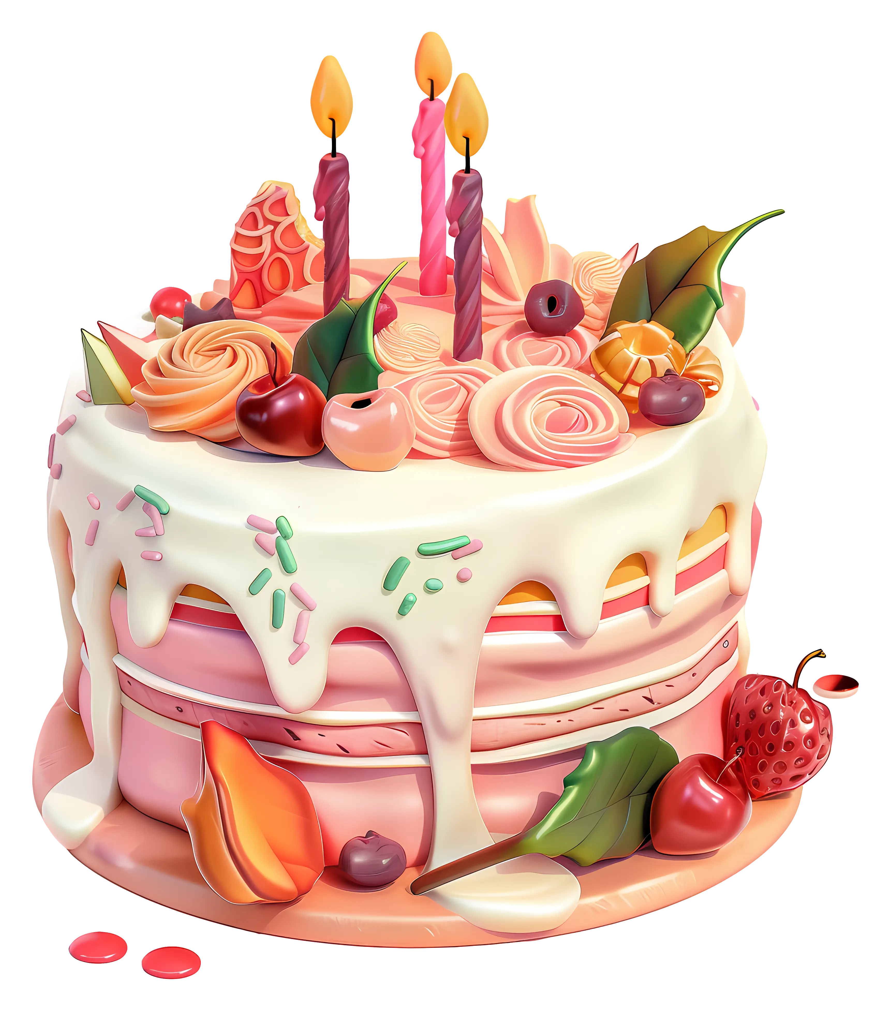 Decorated Cake with Candles