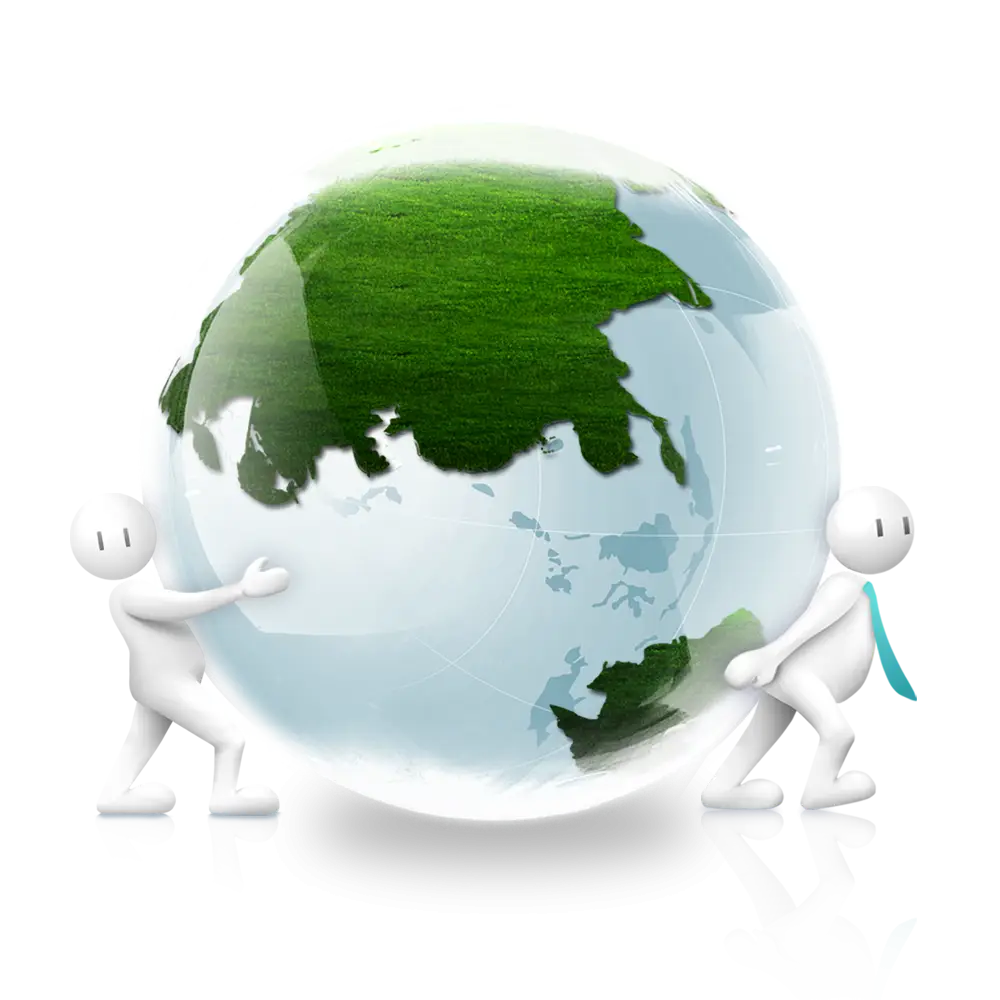 Cartoon Figures Holding Globe