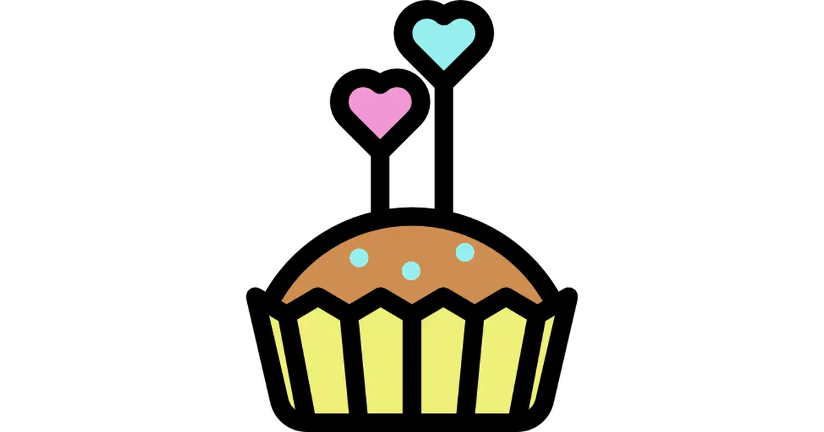 Cute Cupcake with Heart Toppers