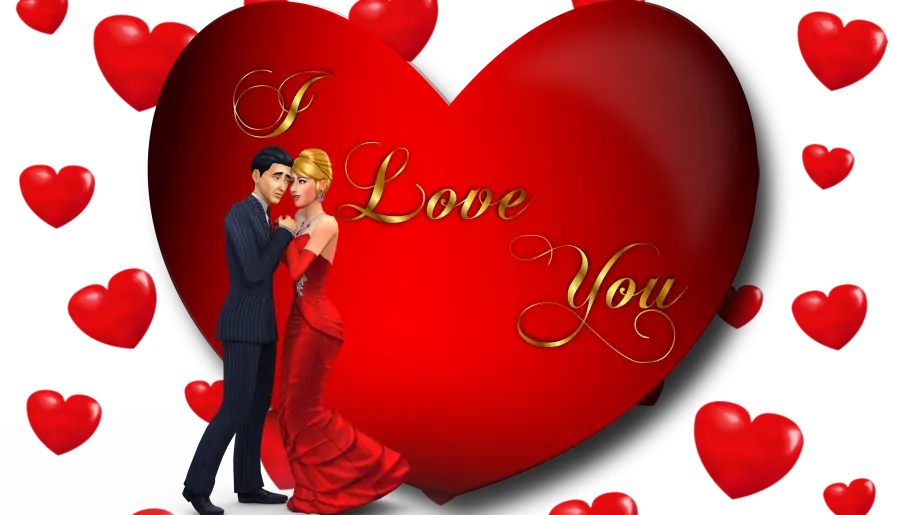 Romantic Love Message with Red Hearts