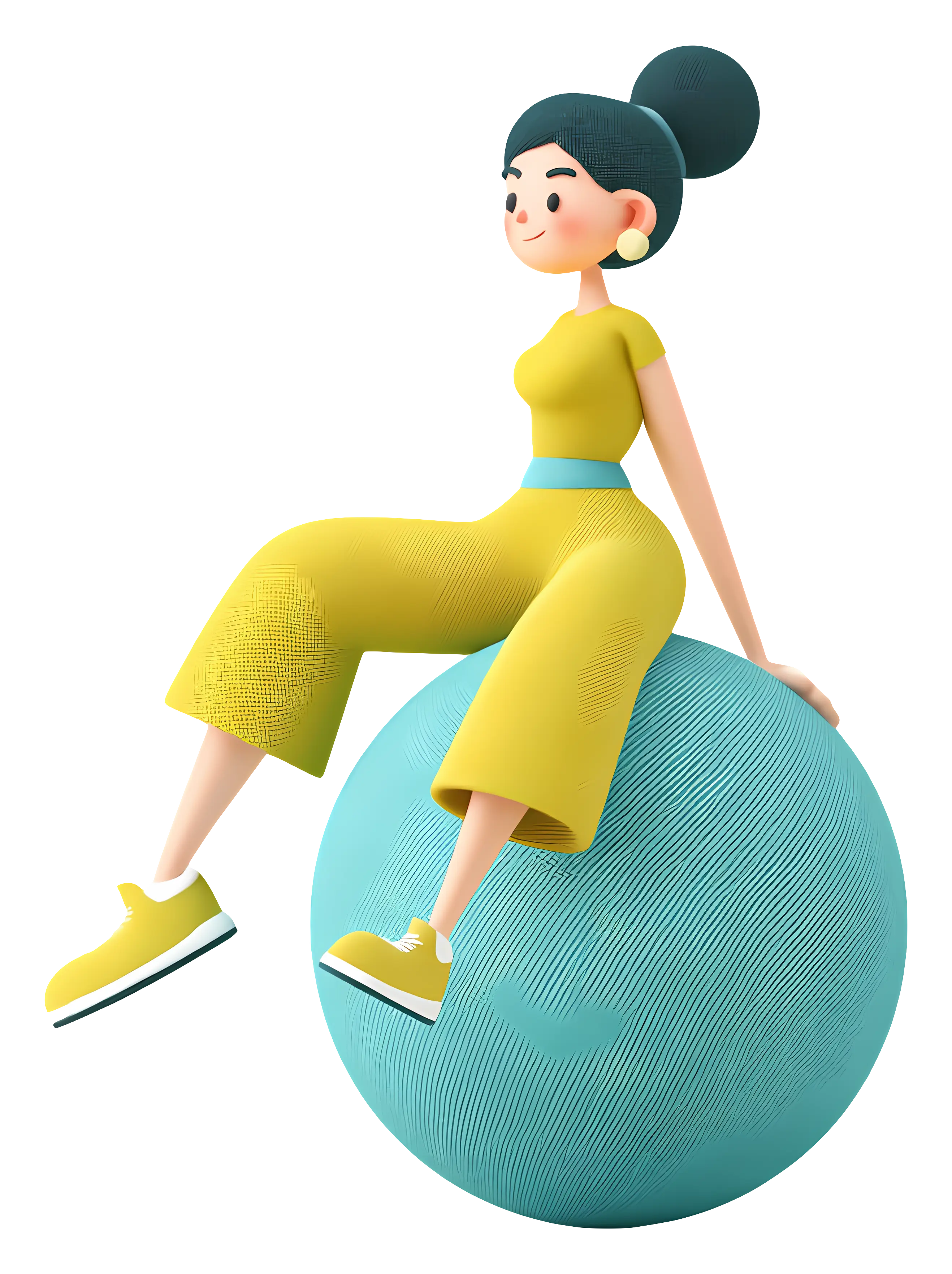 Woman Sitting on Blue Exercise Ball