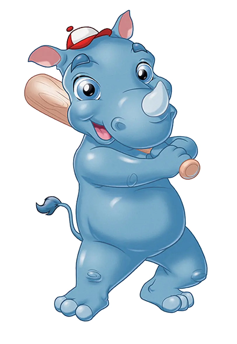 Cartoon Rhino Holding Baseball Bat