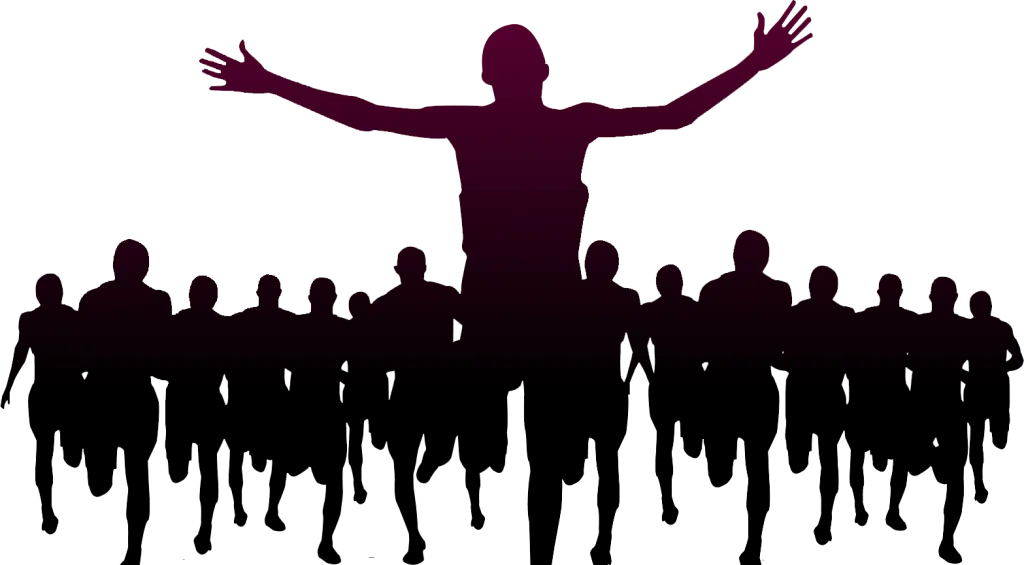 Group of Marathon Runners in Silhouette