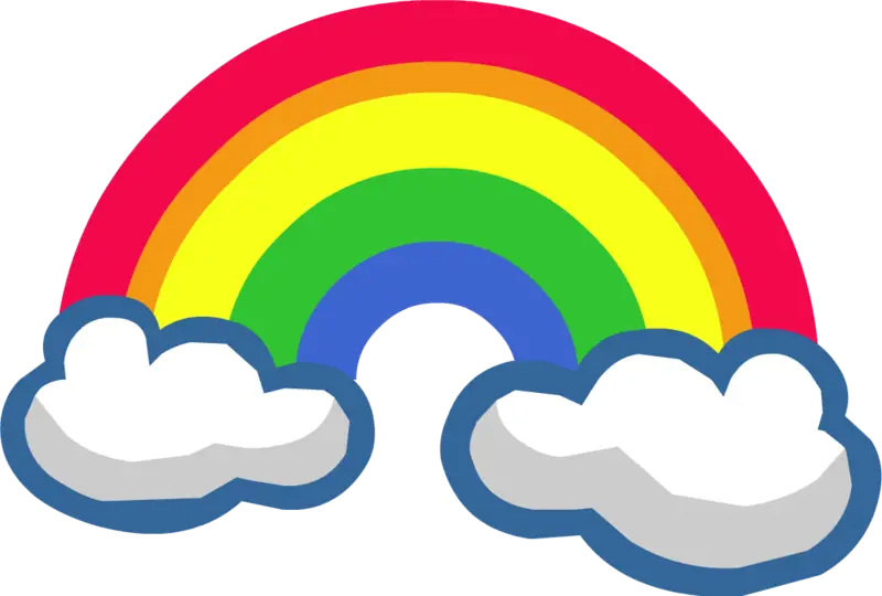Colorful Rainbow Cartoon with Clouds