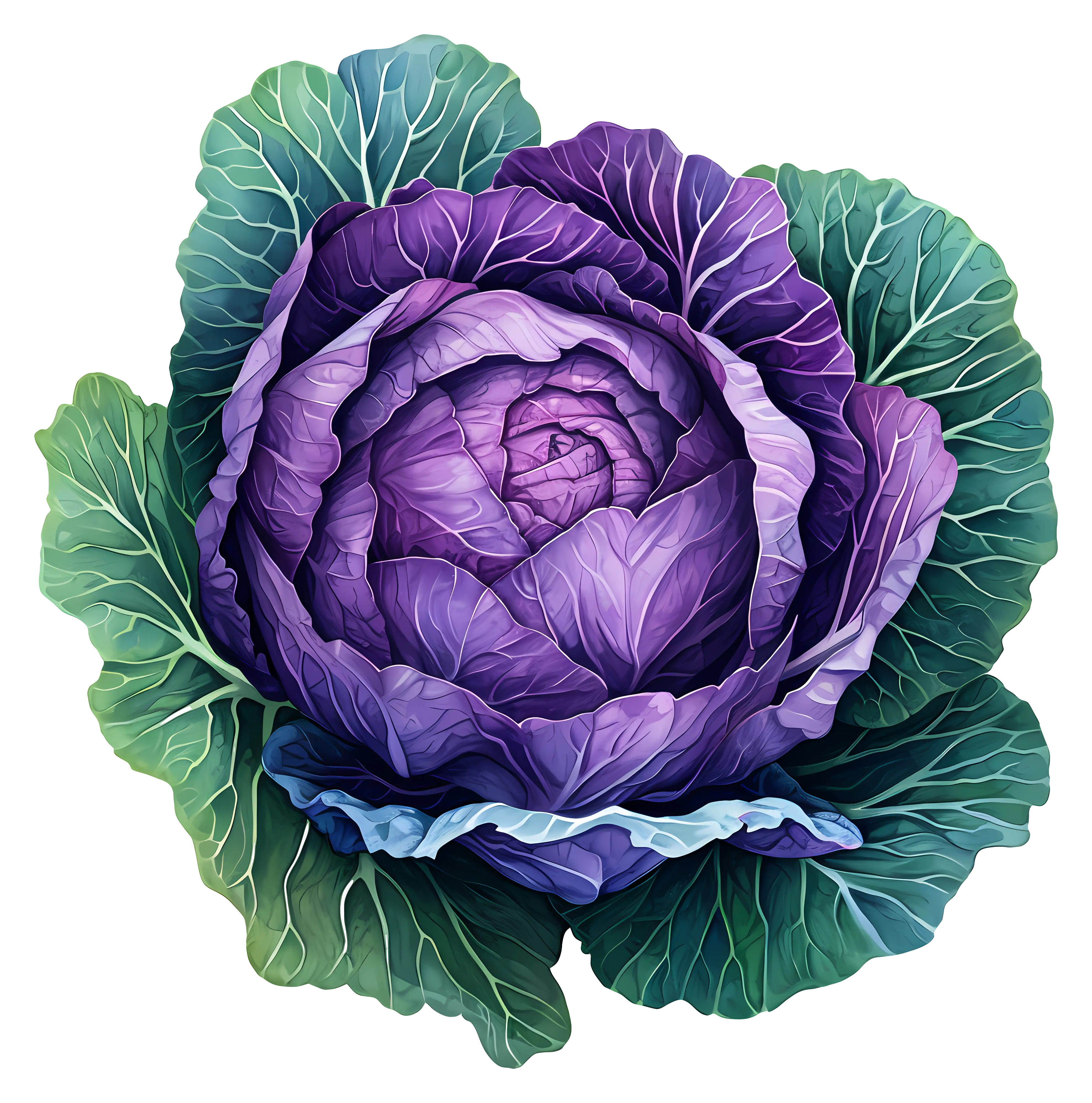 Vibrant Purple Cabbage with Green Leaves