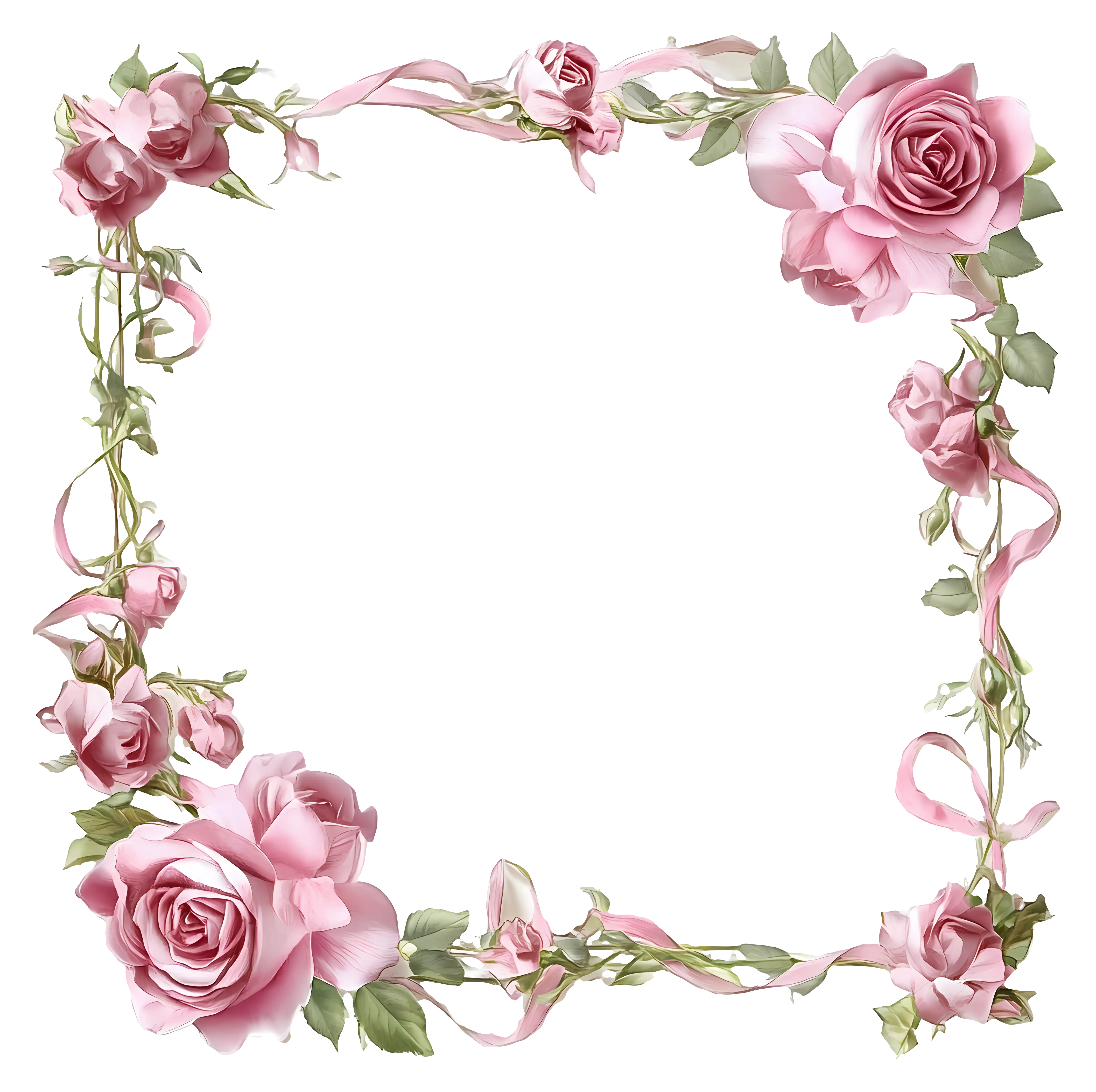 Pink Rose Floral Frame