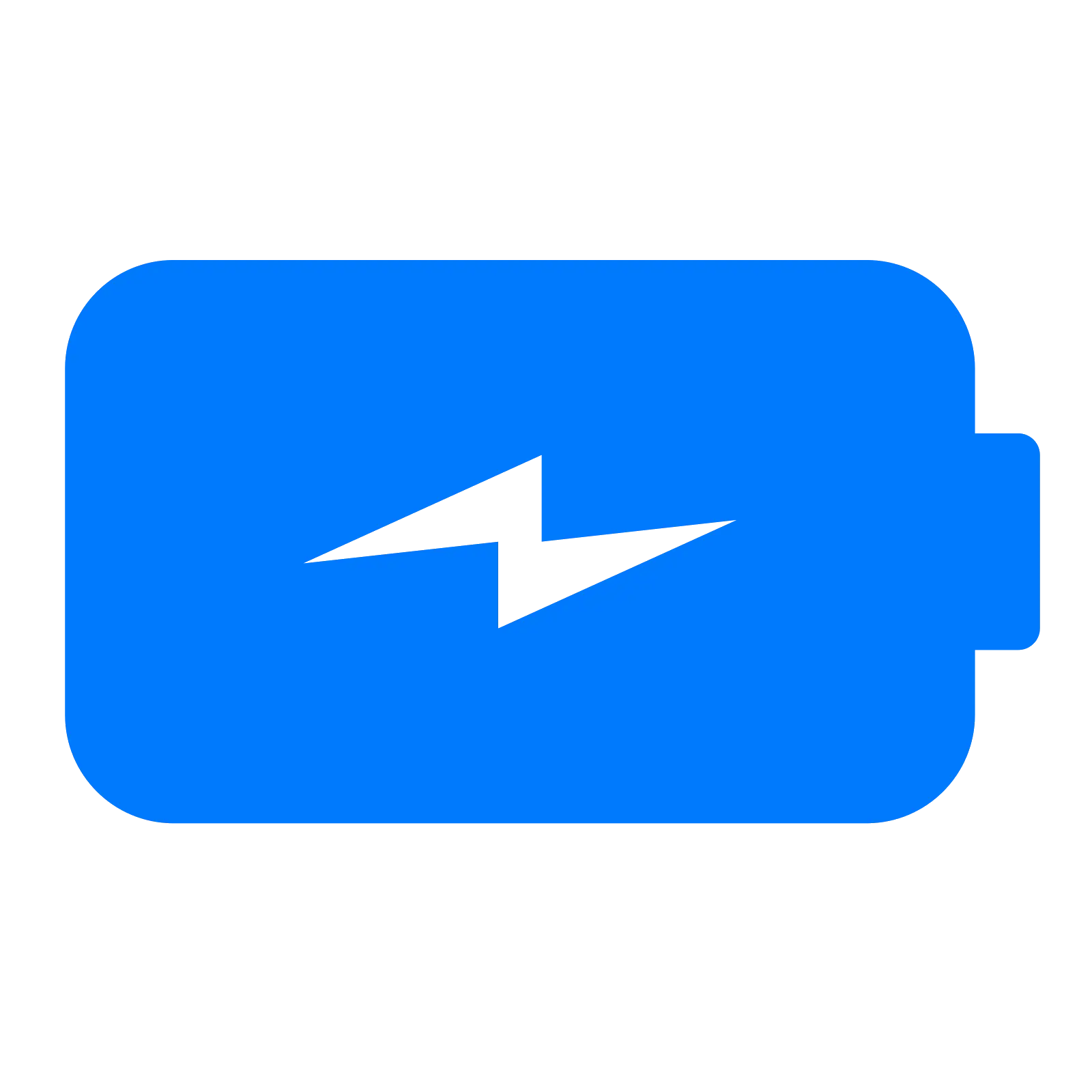 Battery Icon with Lightning Bolt in Blue