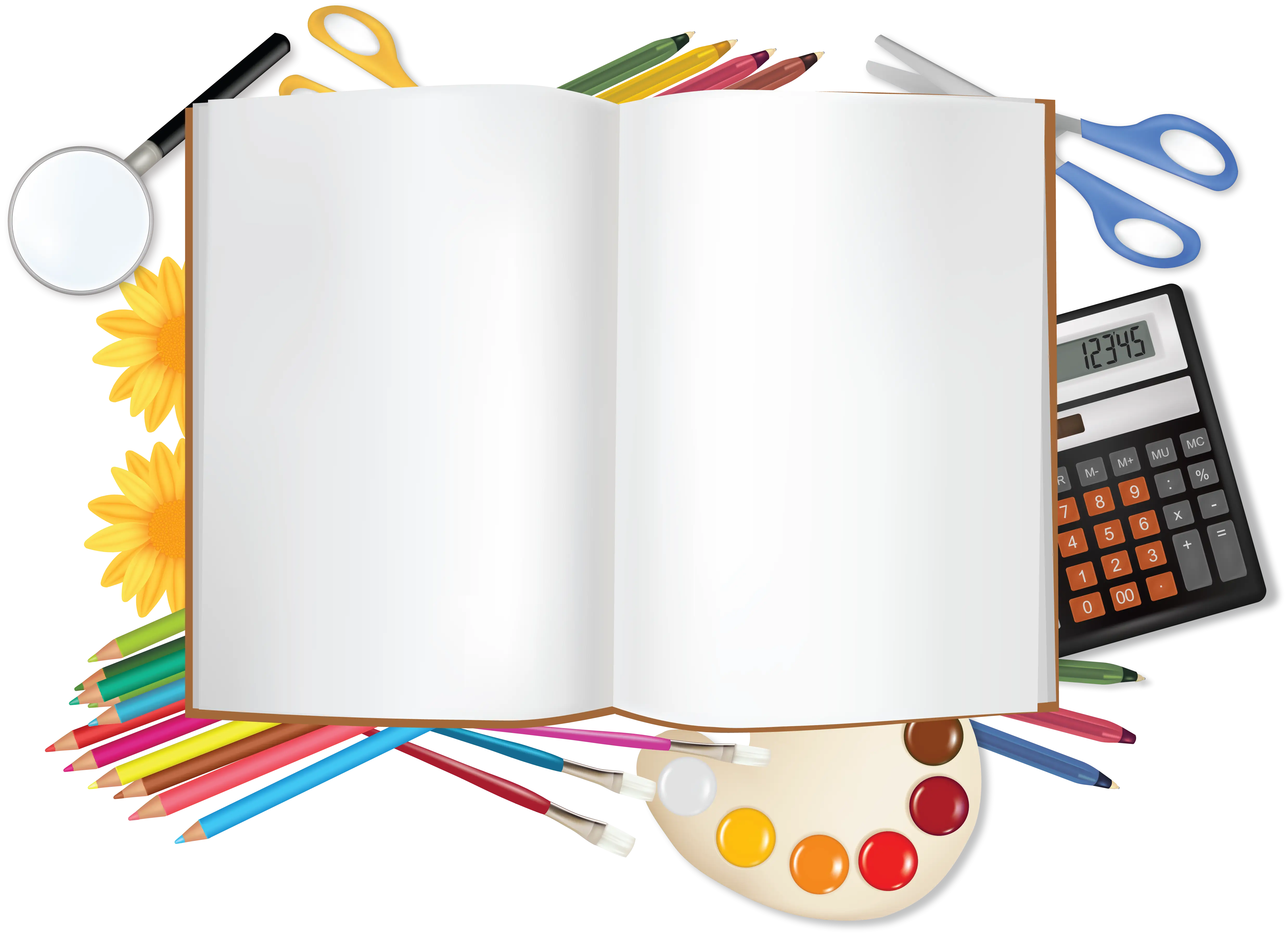 Blank Book with School Supplies